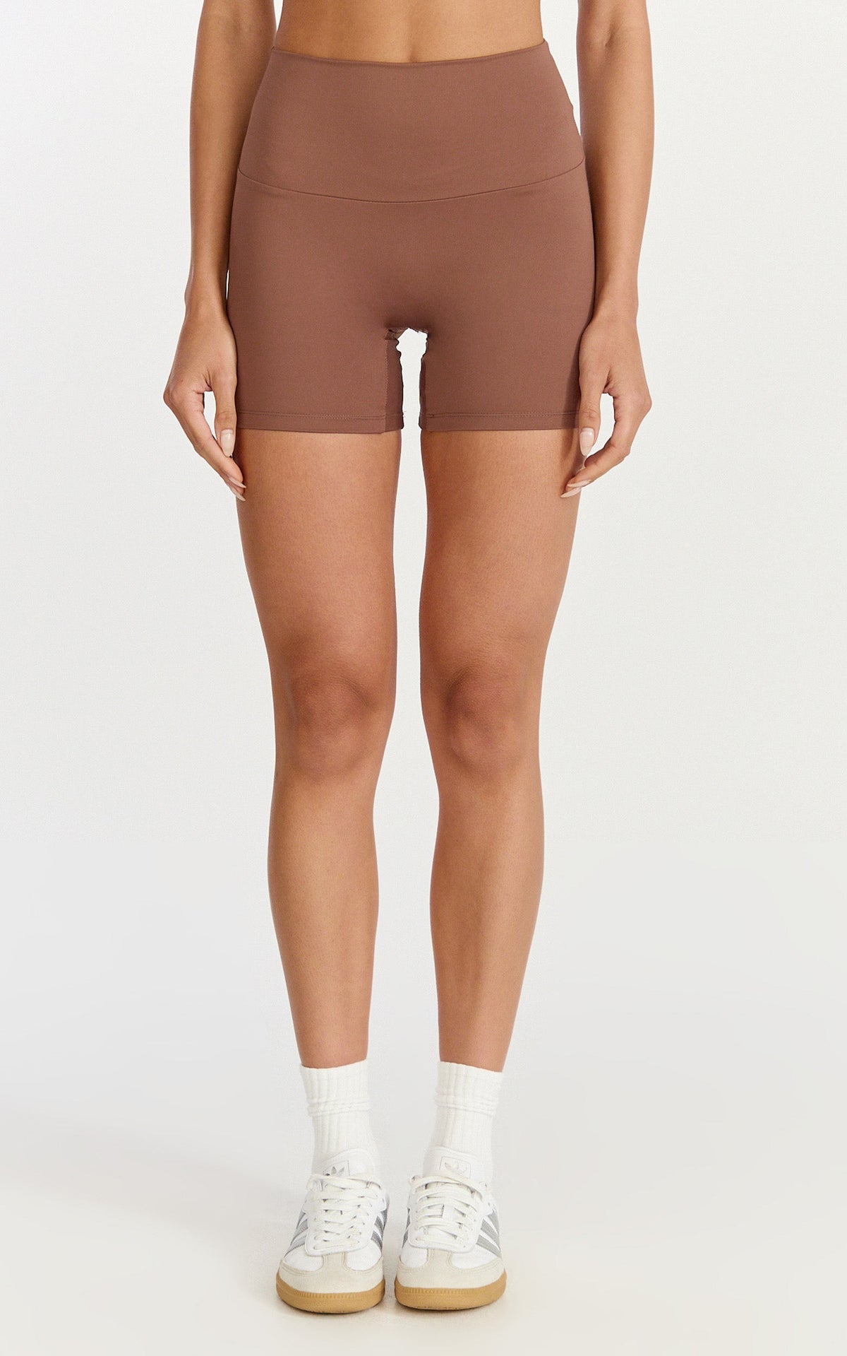 Aurora Shorts - High Waist Bike Shorts in Cocoa Bean