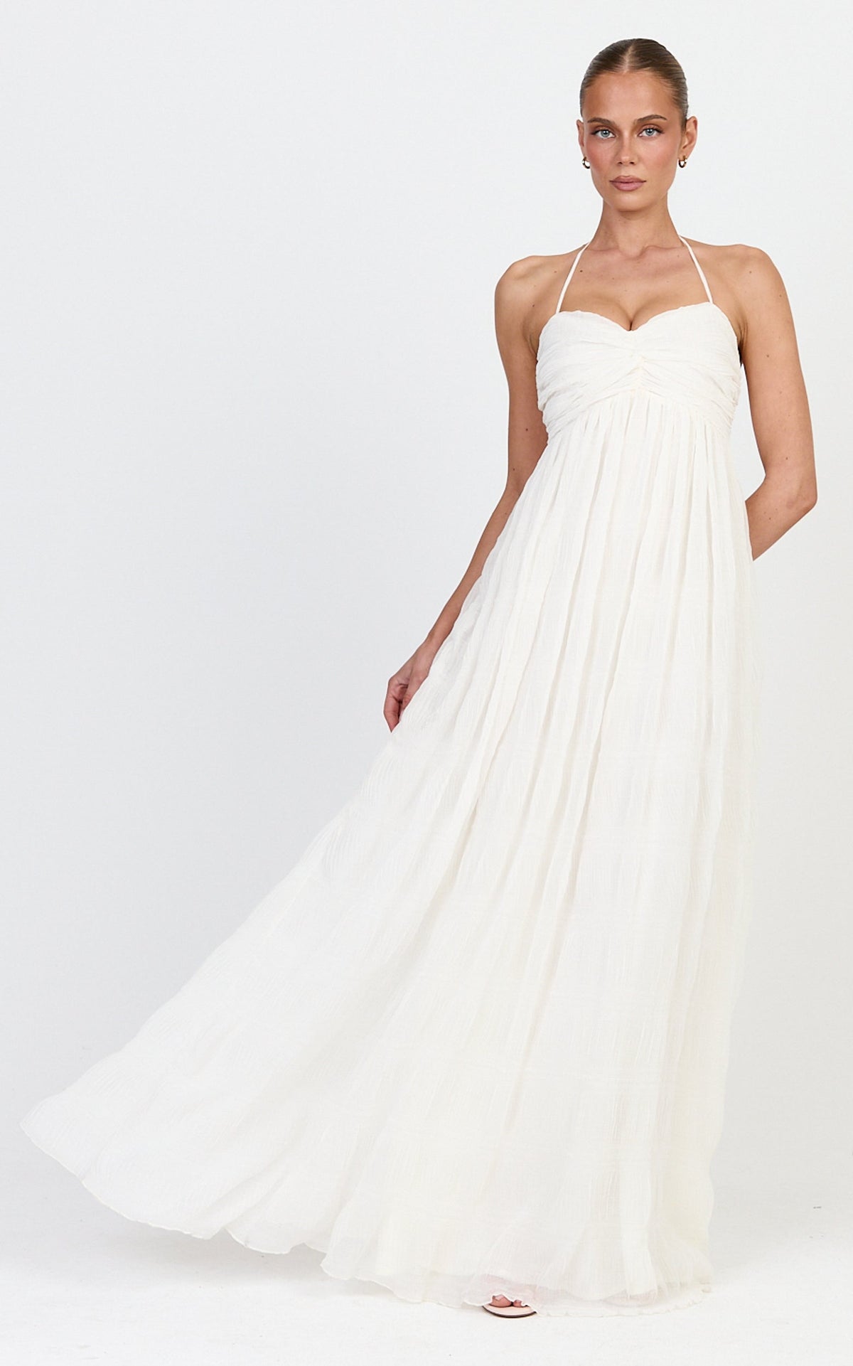 Lani Maxi Dress - Lace Back Shirred Maxi Dress in Cream
