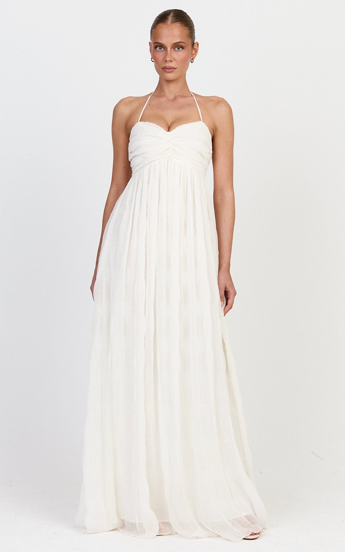 Lani Maxi Dress - Lace Back Shirred Maxi Dress in Cream