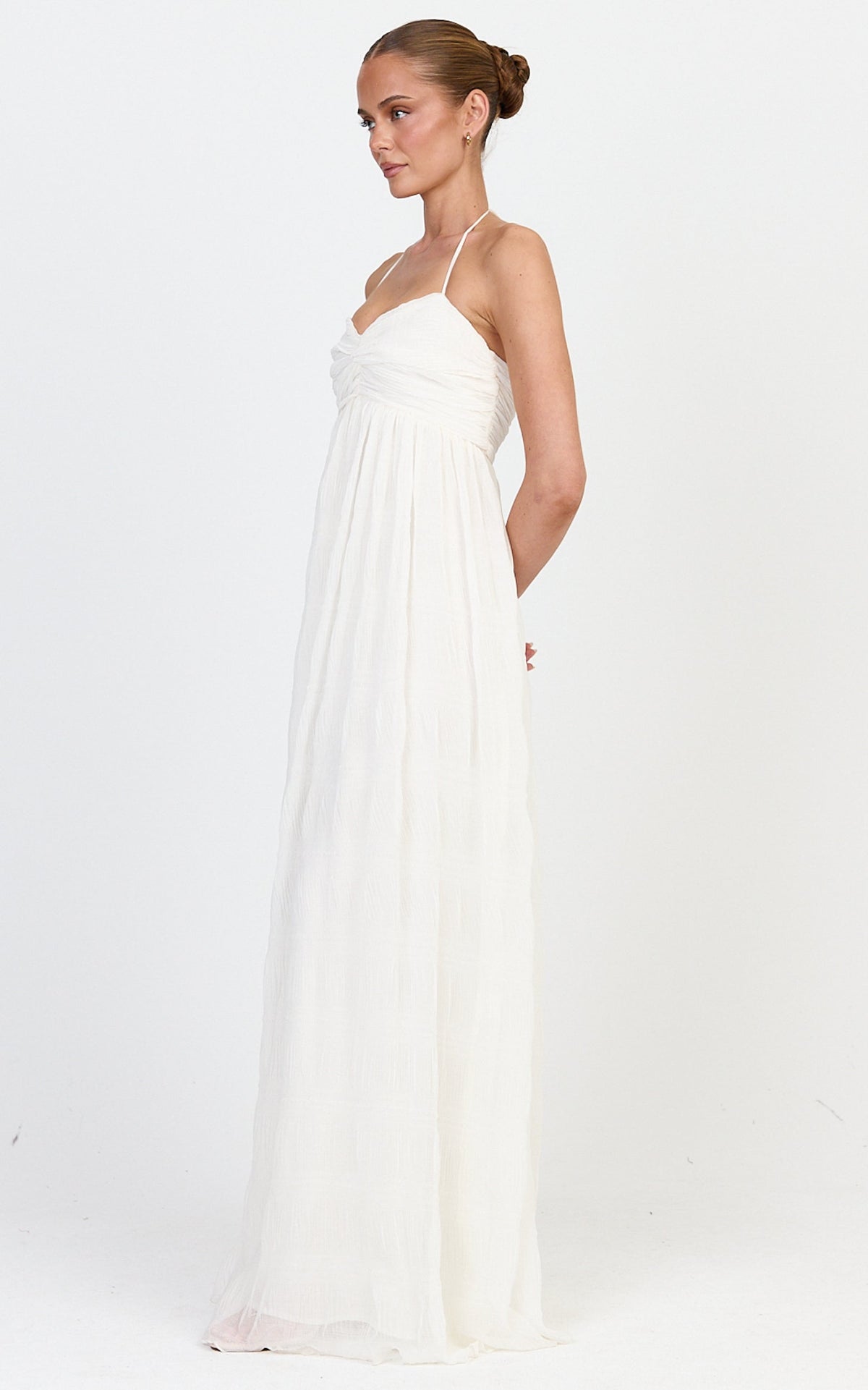 Lani Maxi Dress - Lace Back Shirred Maxi Dress in Cream