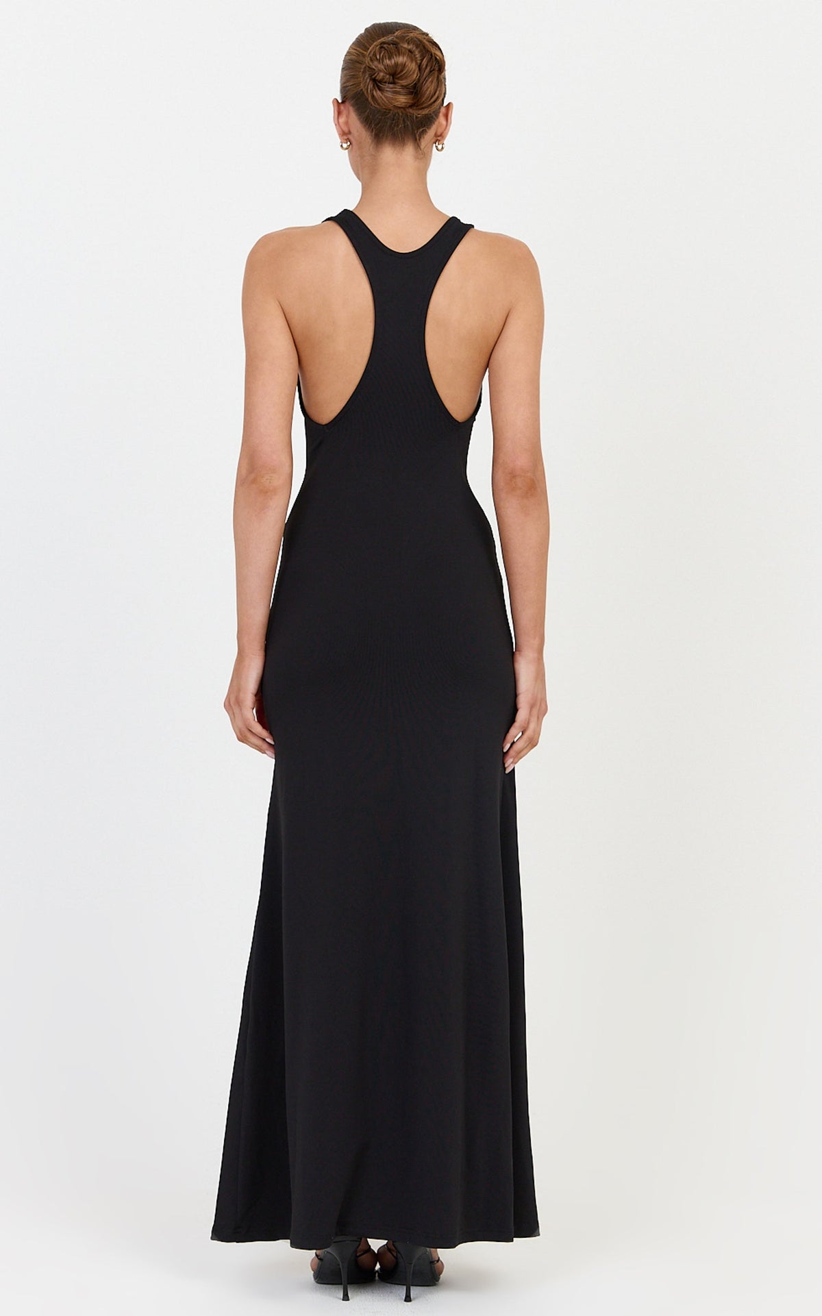 Nadia Maxi Dress - Jersey Racerback Dress in Black