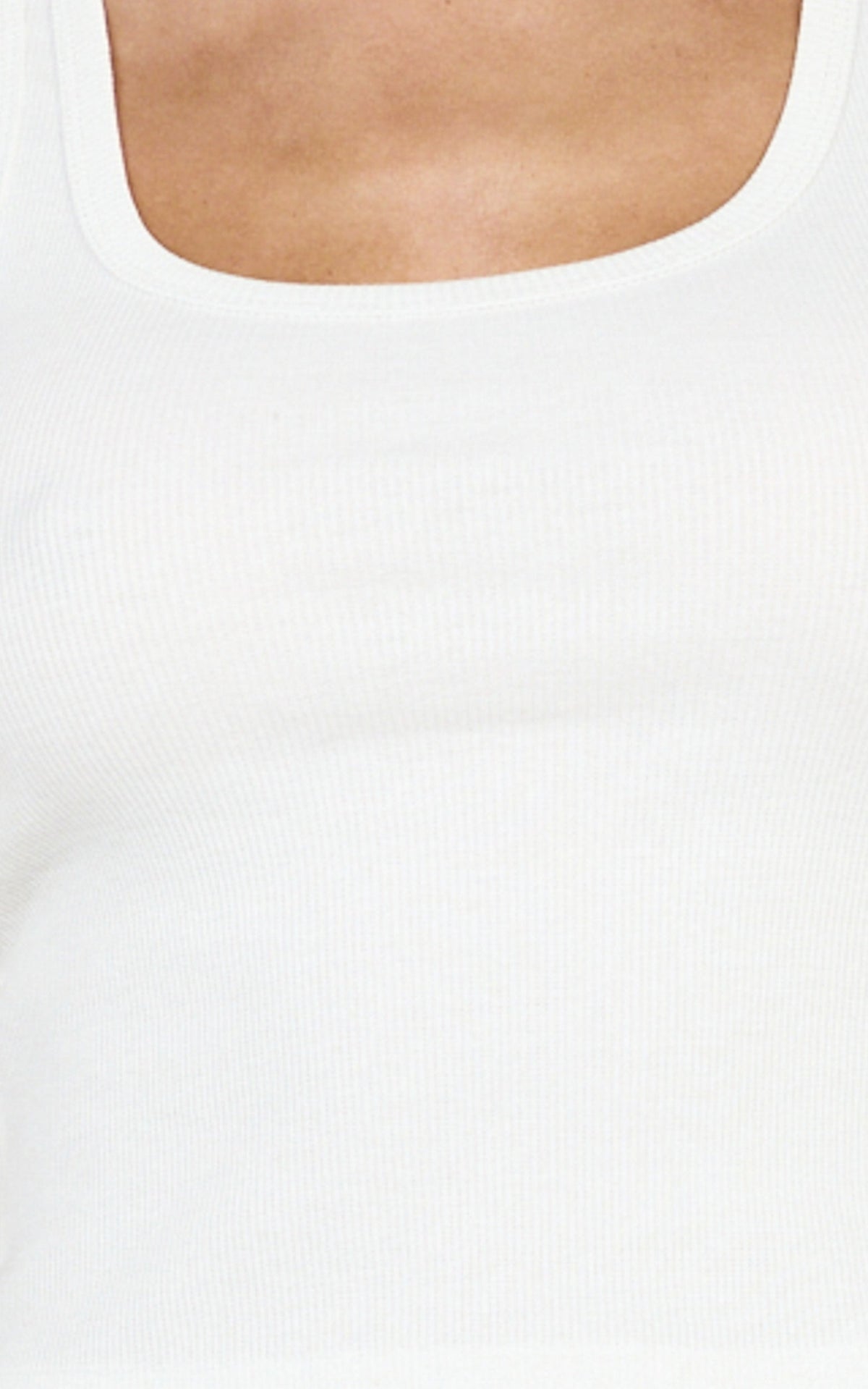 Elani Top - Scoop Neck Rib Tank Top in White