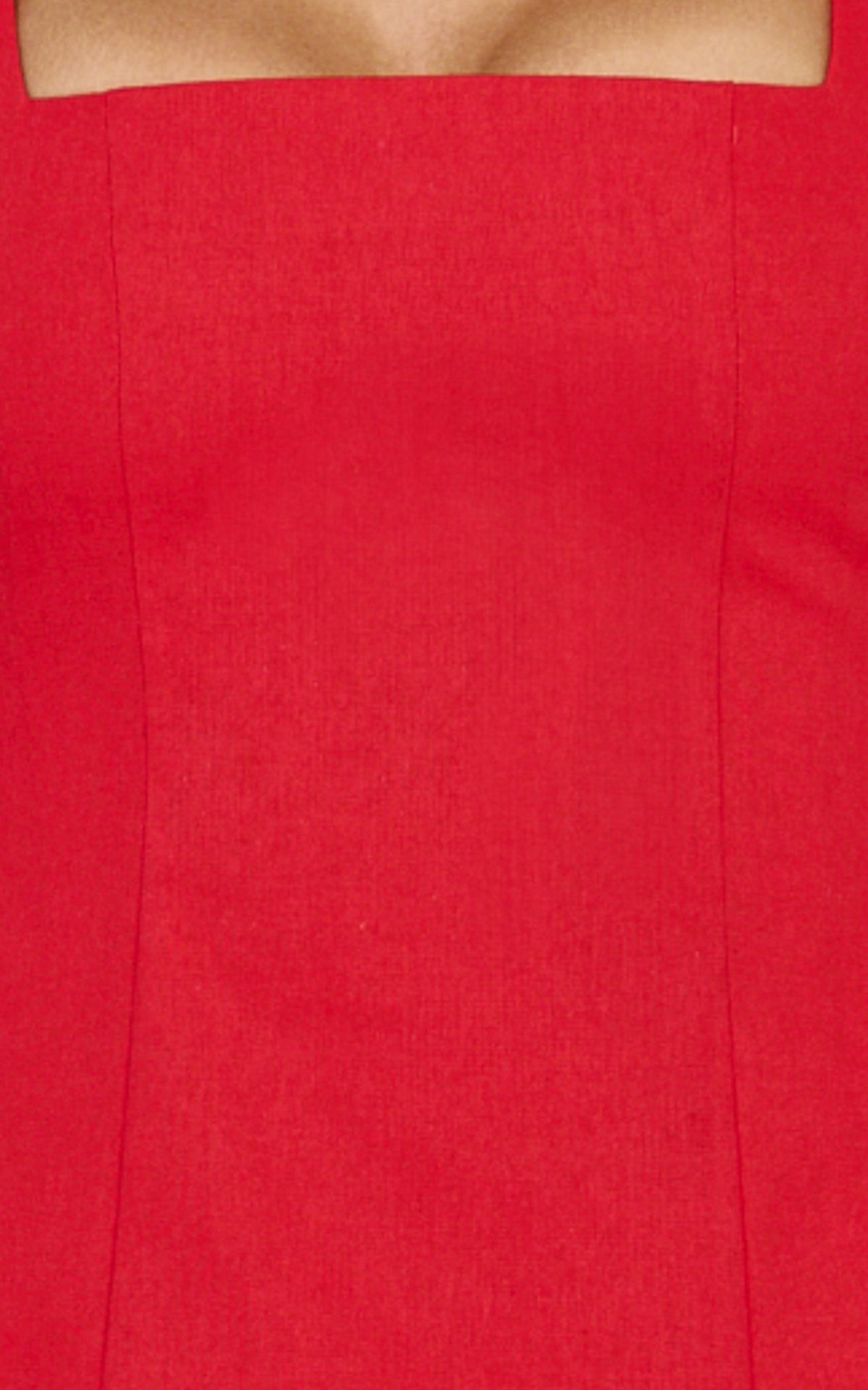 Adiana Mini Dress - Linen Square Neck Shirred Back A Line Dress in Red