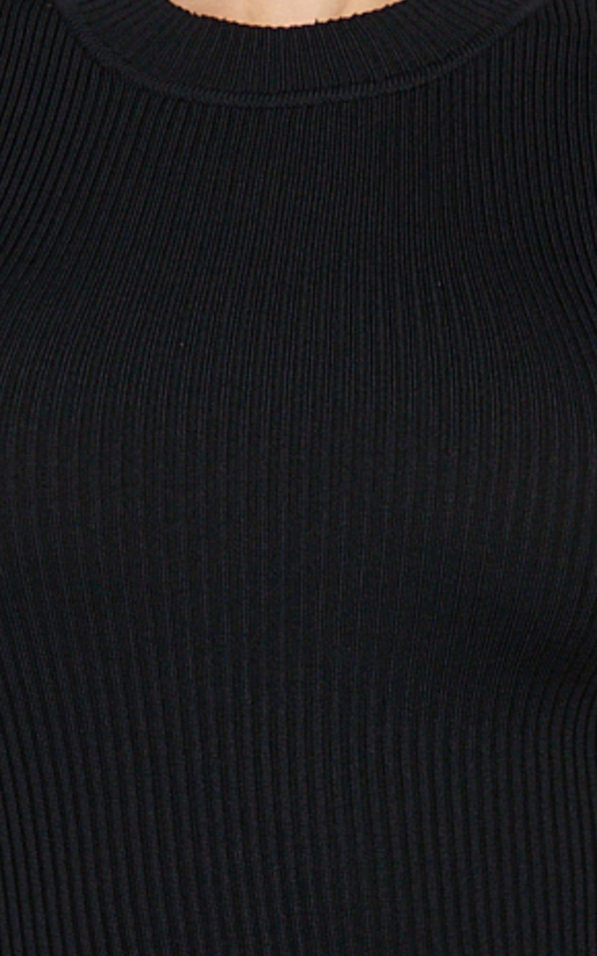 Lanie Midi Dress - Knitted Crew Neck Short Sleeve Dress in Black