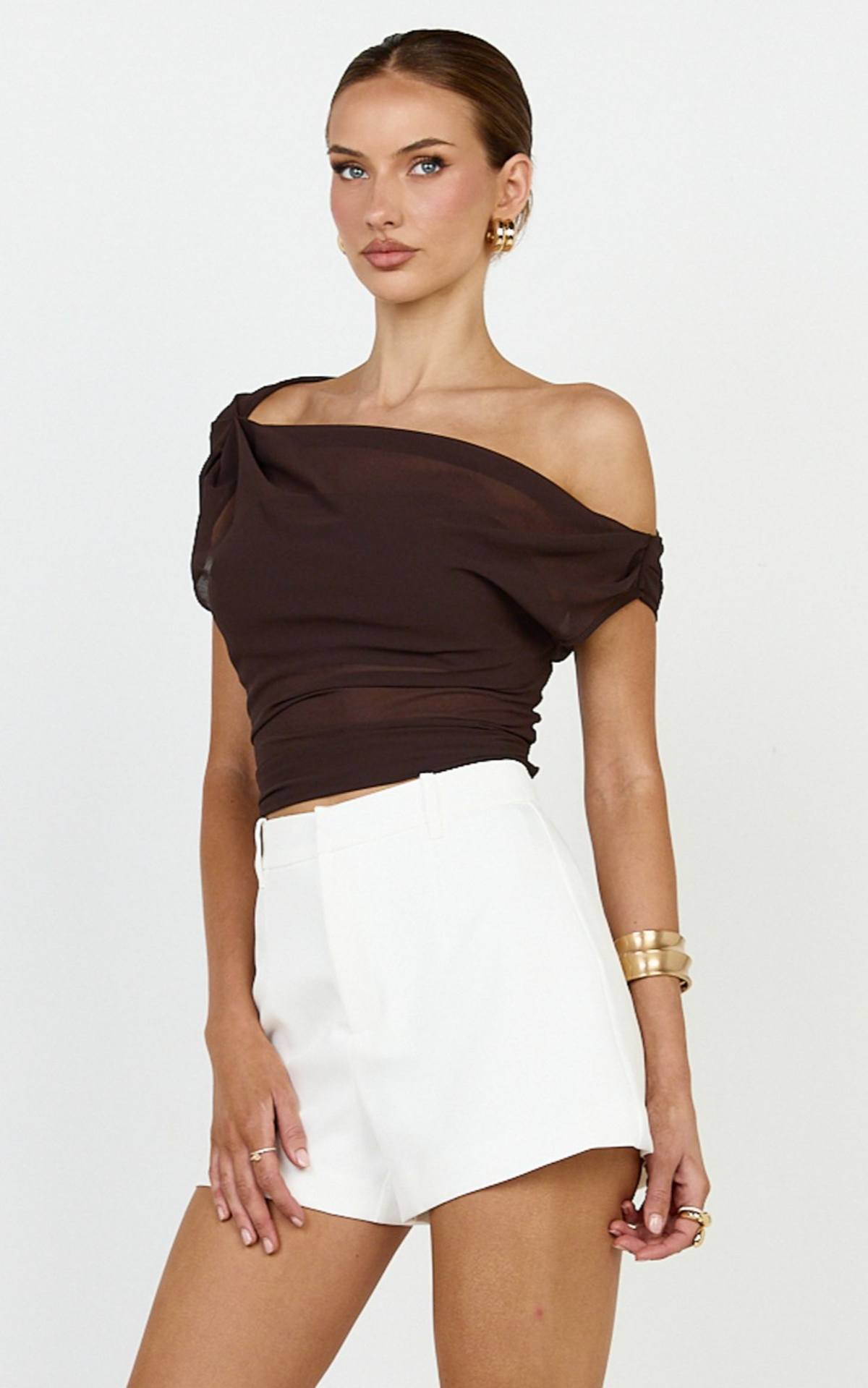 Lyla Shorts - High Waist Tailored Shorts in White