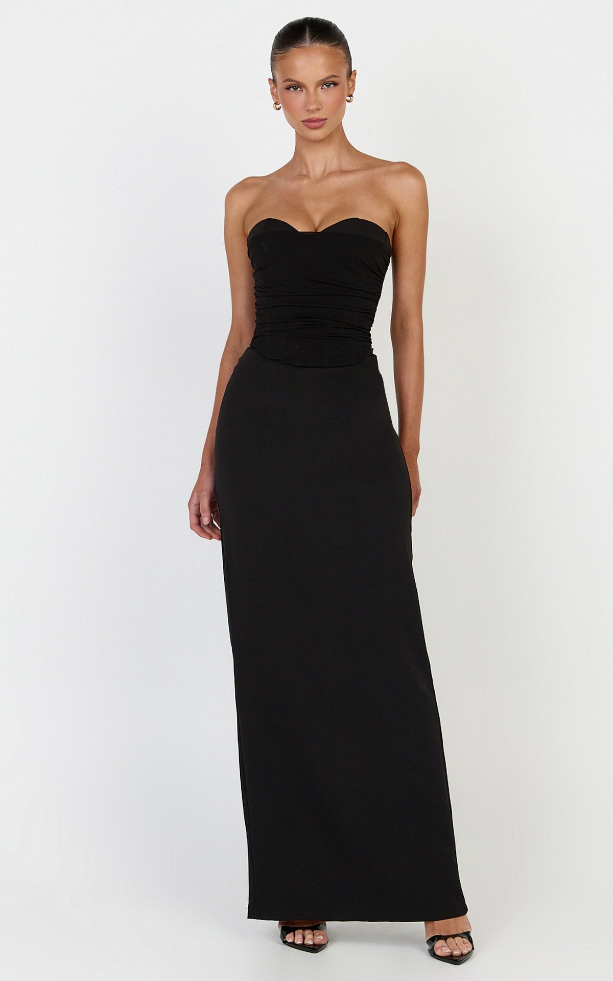 Helda Maxi Skirt - Mid Waist Back Split Skirt in Black