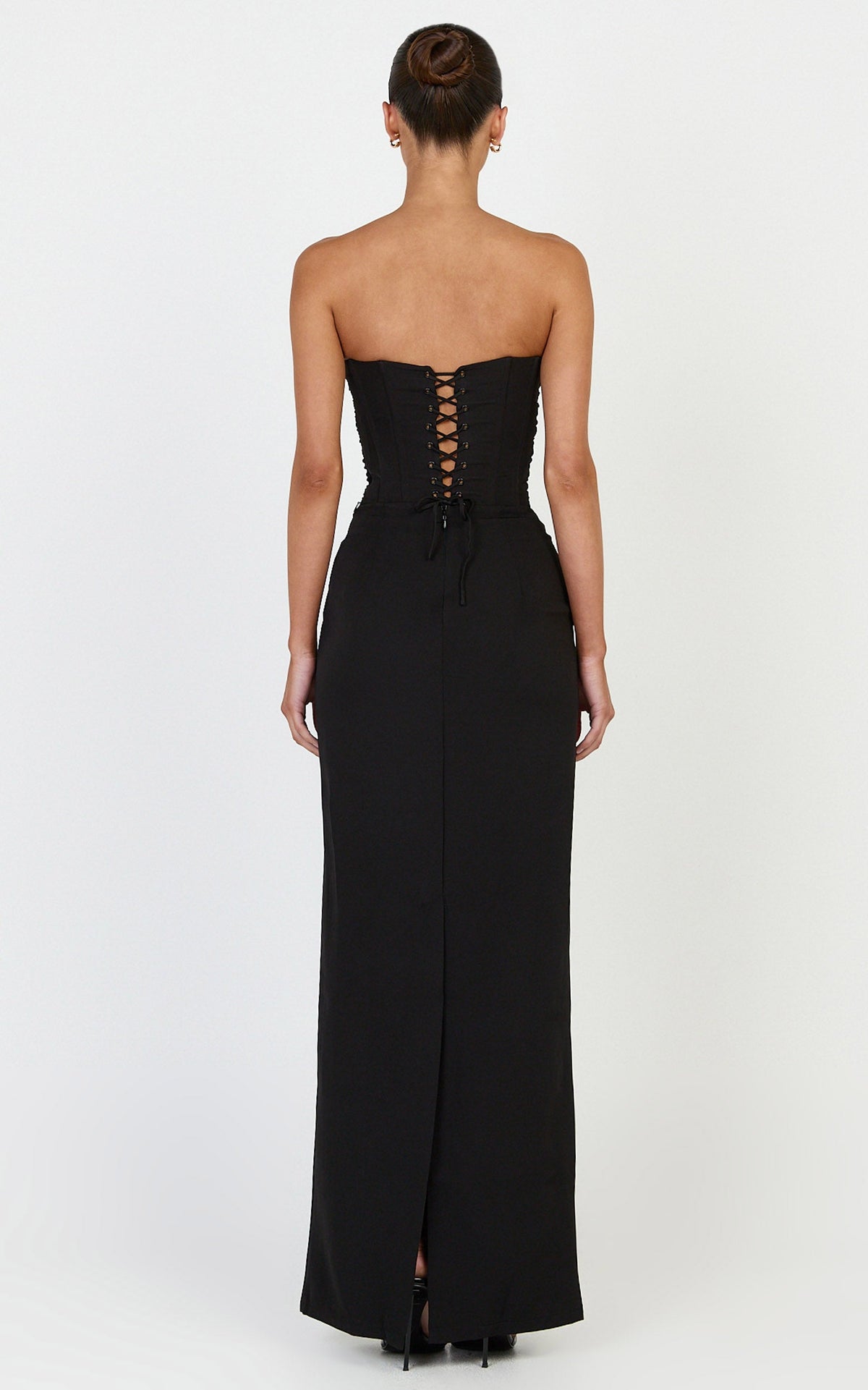 Helda Maxi Skirt - Mid Waist Back Split Skirt in Black
