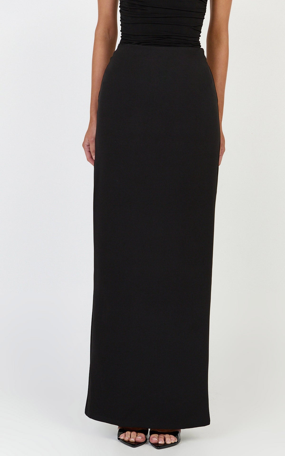 Helda Maxi Skirt - Mid Waist Back Split Skirt in Black