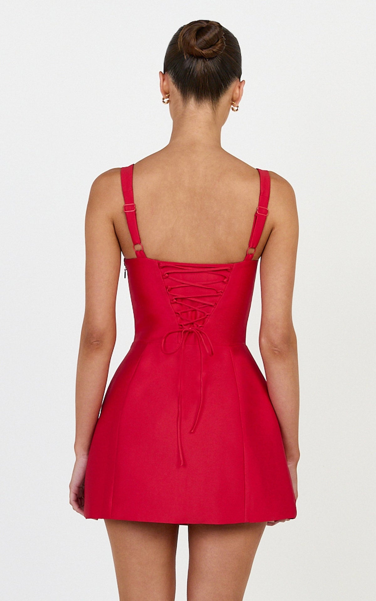 Amalia Mini Dress - Panelled Corset Dress in Red