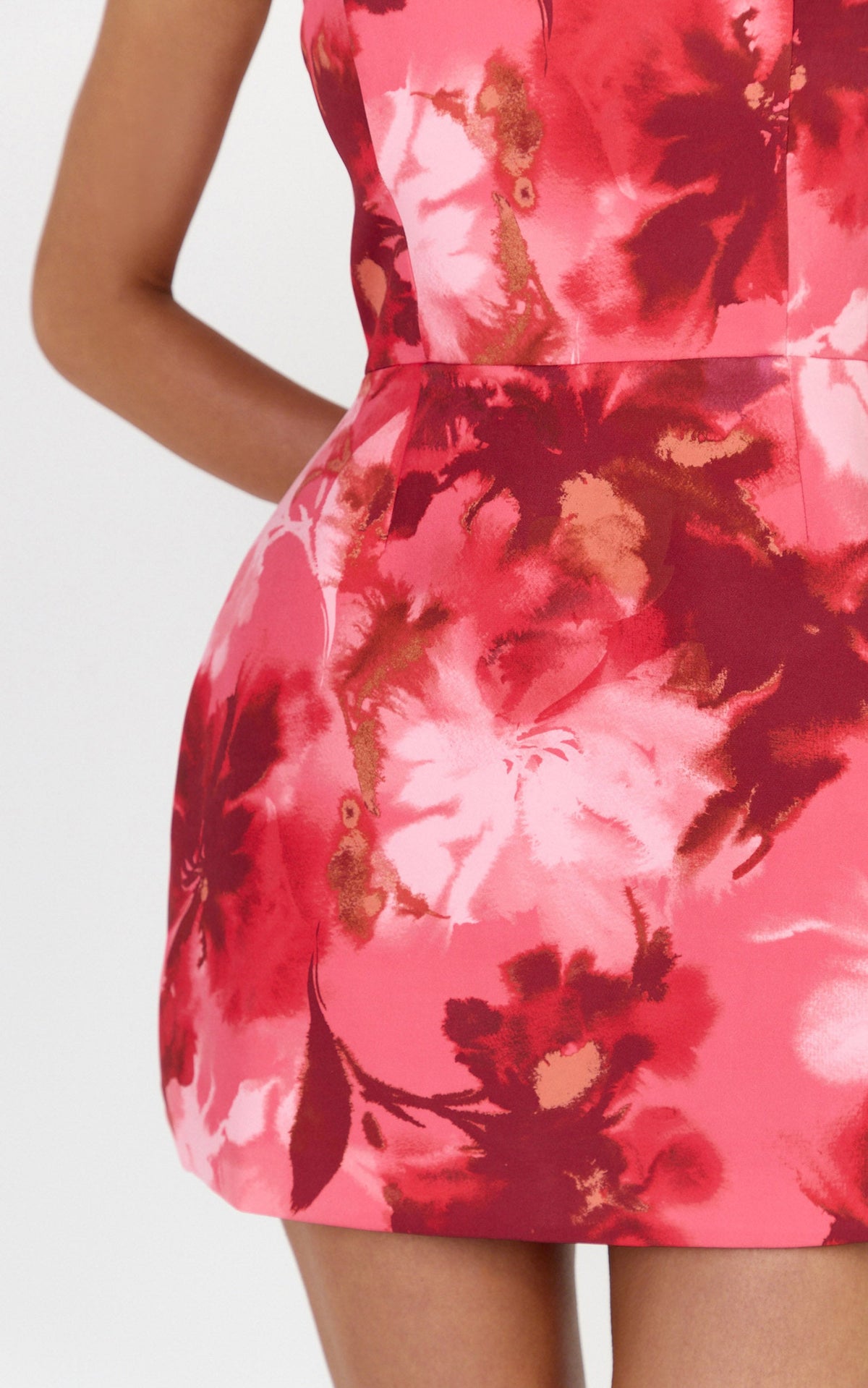 Lorena Playsuit - Strapless Fit And Flare Playsuit in Maila Red Floral Print