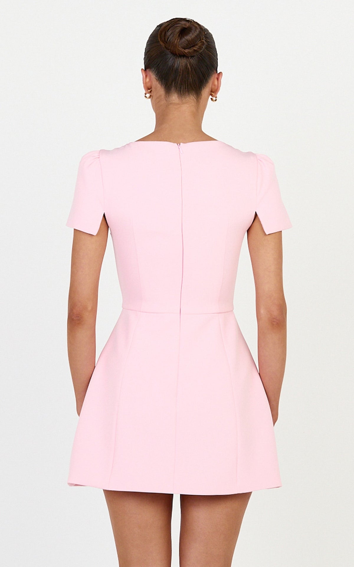 Zinnia Mini Dress - Square Neck Tulip Dress in Pink