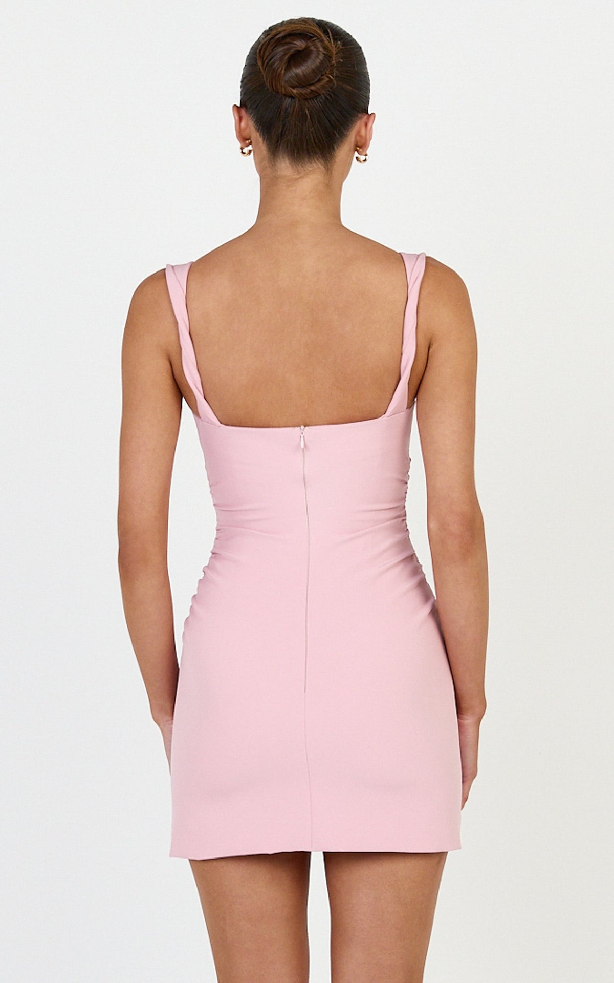 Eugenia Mini Dress - Square Neck Bodycon Dress in Pink
