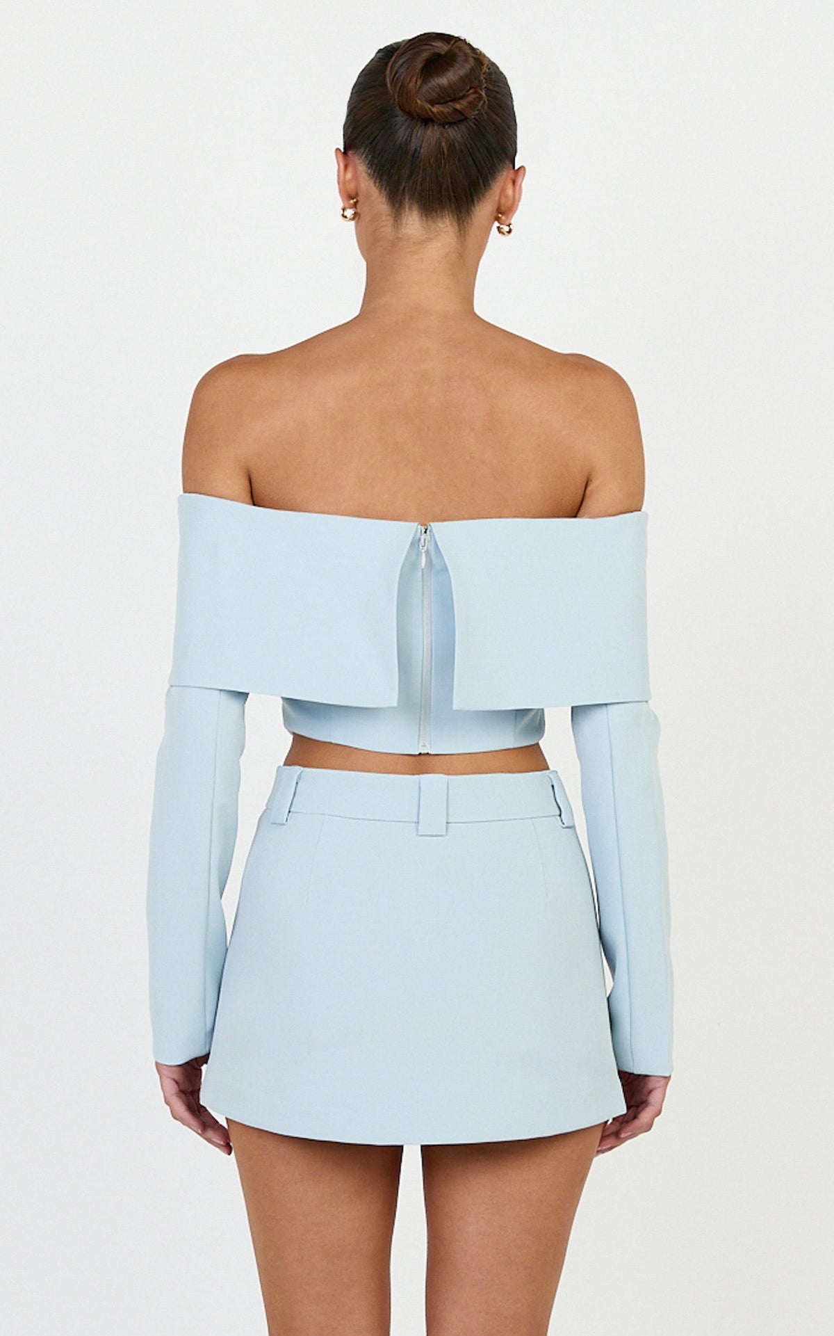 Ursula Mini Skirt - Structured Tailored Skirt in Baby Blue