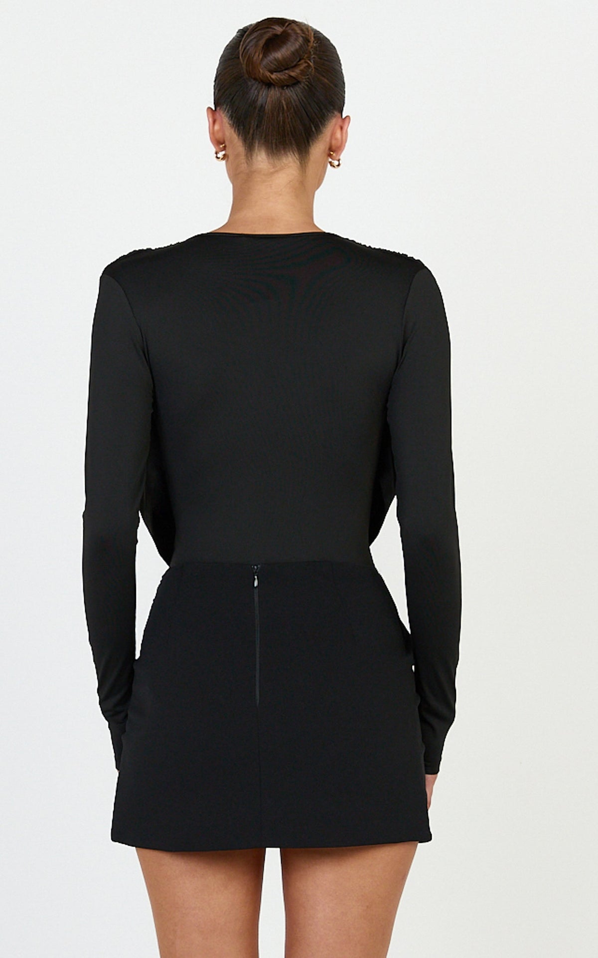 Cosette Bodysuit - Long Sleeve Cowl Neck Bodysuit in Black