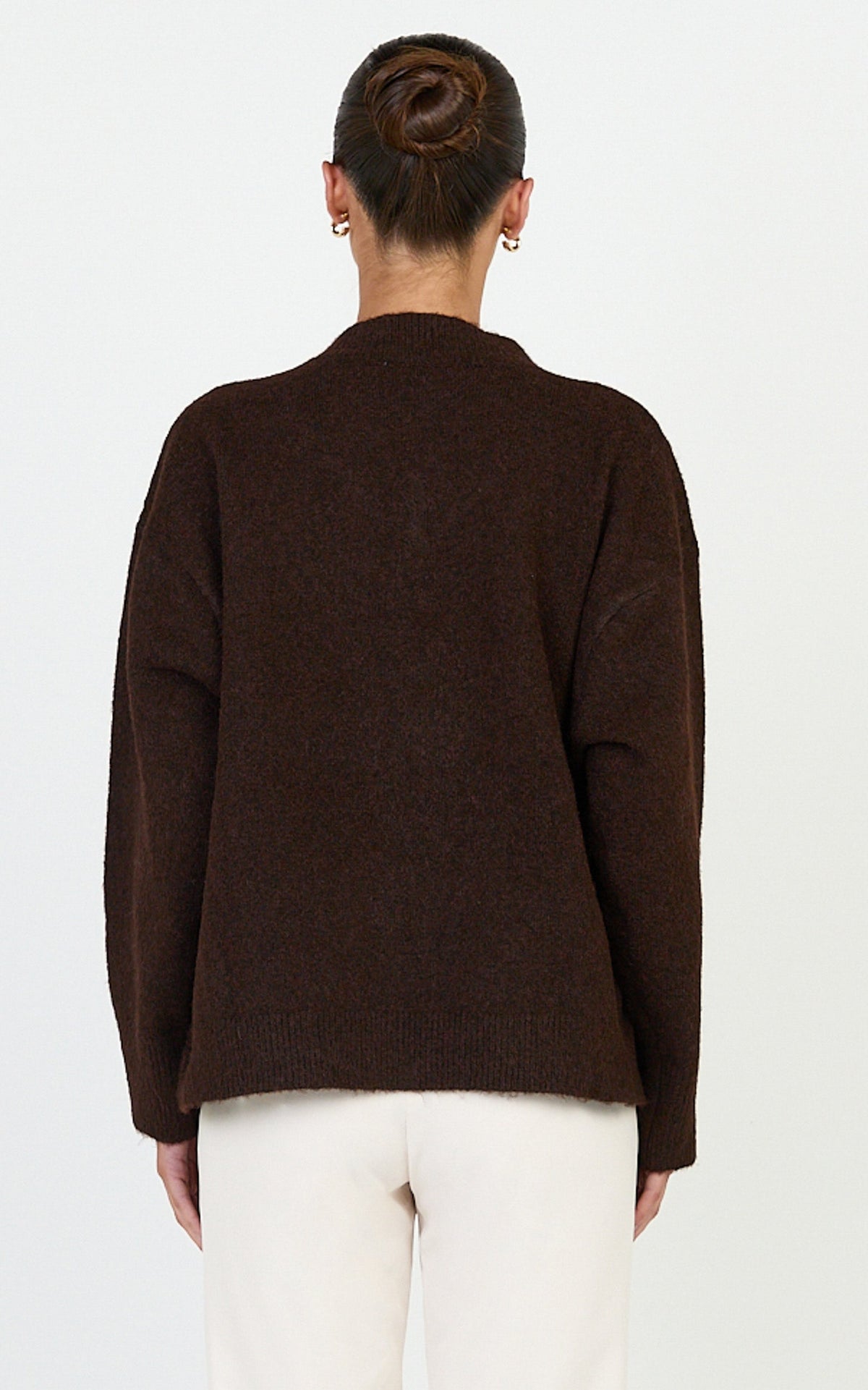 Clementine Jumper - V Neck Knit Jumper in Chocolate