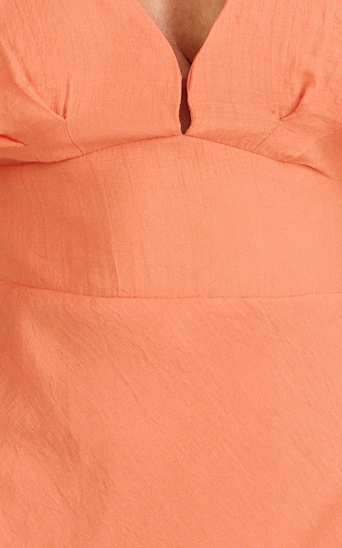 Desiree Midi Dress - V Neck Flutter Short Sleeve Slip Dress in Orange
