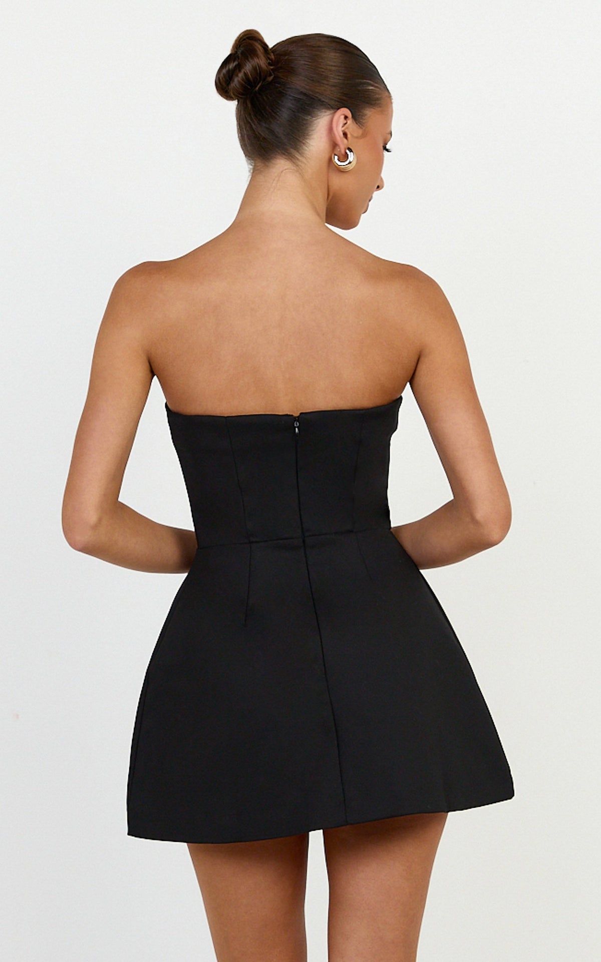 Benson Playsuit - Strapless Fit and Flare Playsuit in Black