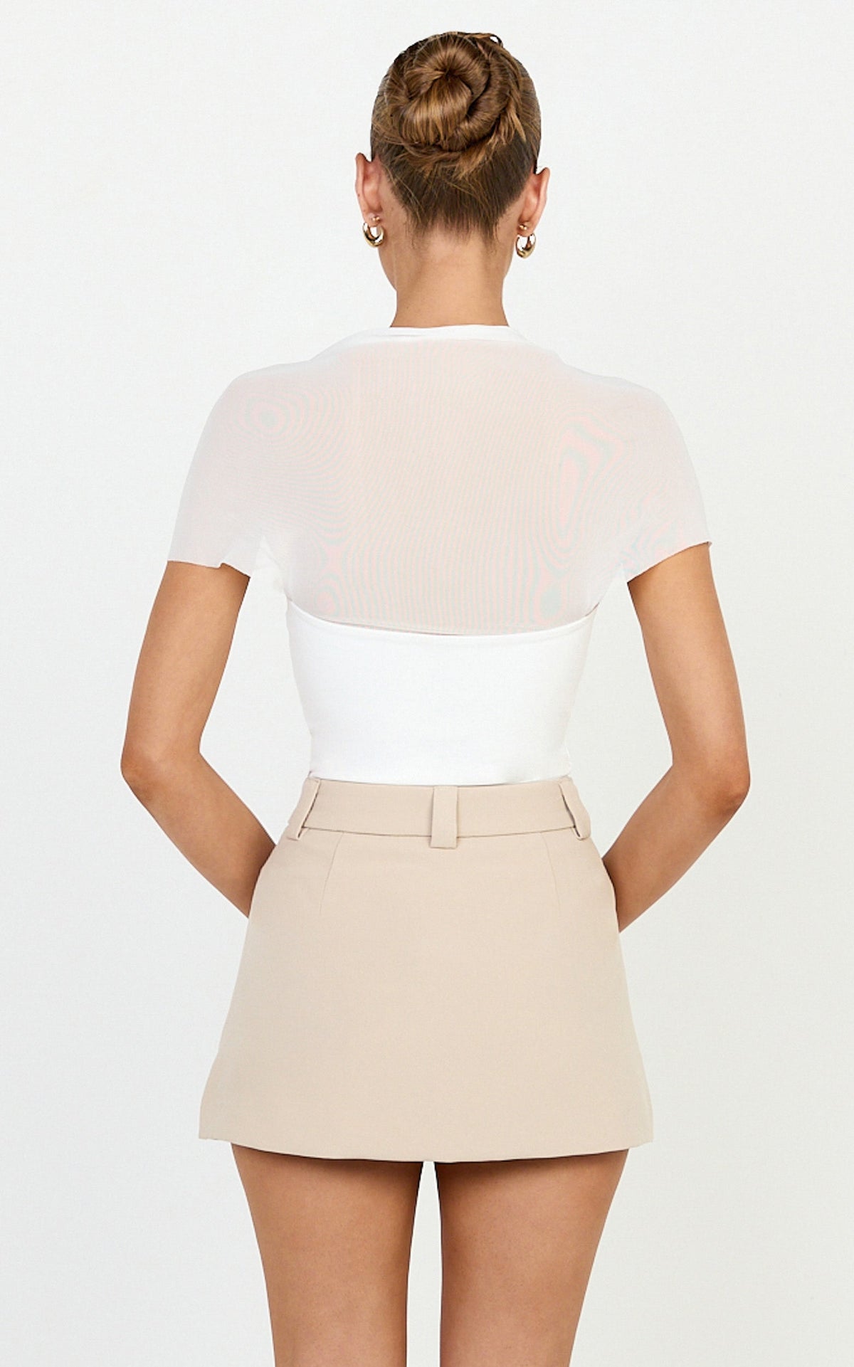 Eva Top - Sheer Short Sleeve Bolero Top in Off White