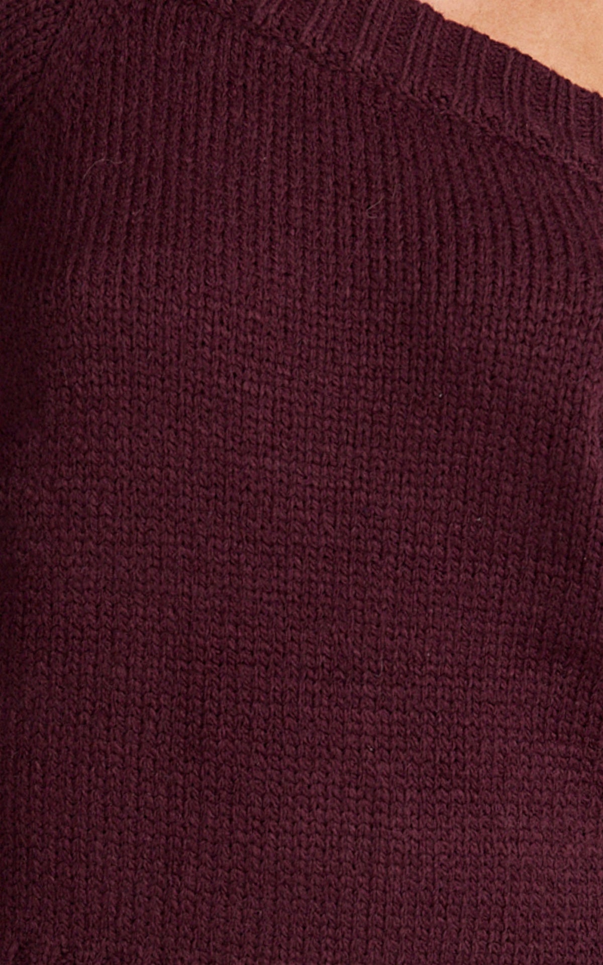 Erin Jumper - Cable Knit Off Shoulder Jumper in Wine
