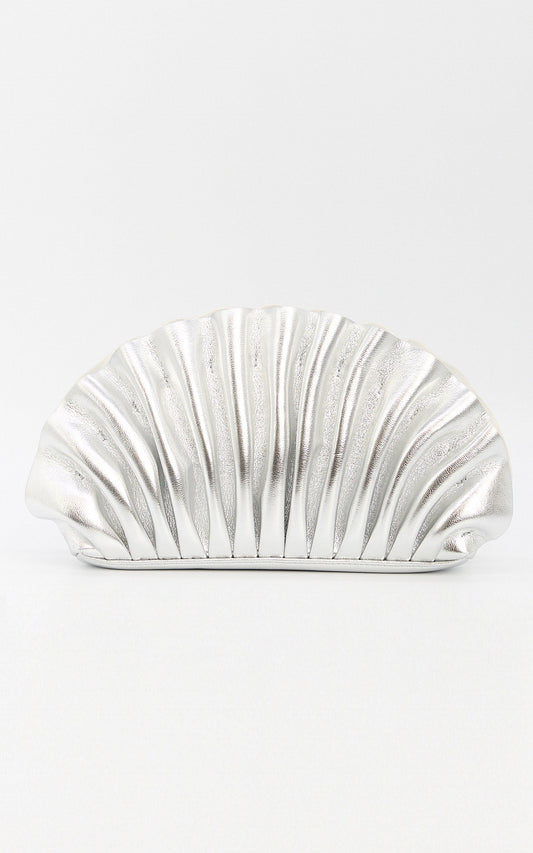 Olga Berg - Hollie Pleated Clutch in Silver