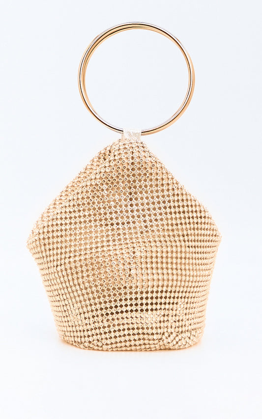 Adelyn Bag - Ring Handle Sequin Bag in Gold