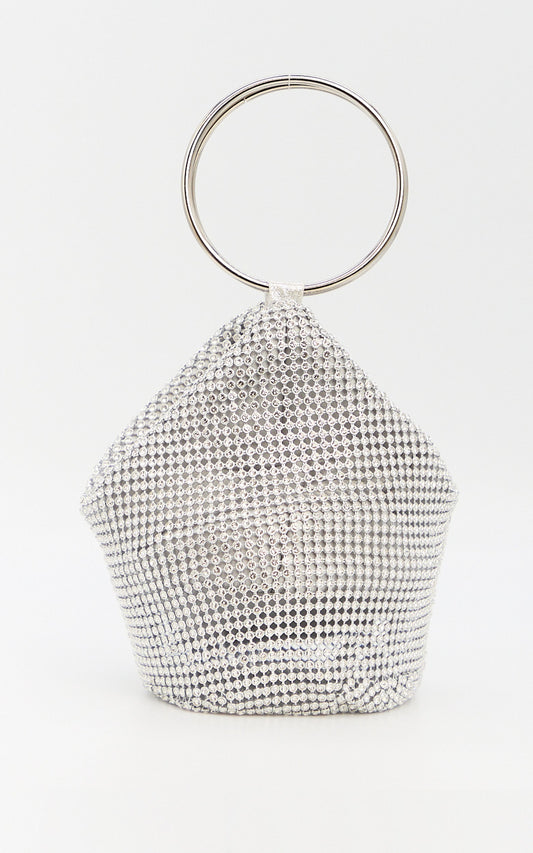 Adelyn Bag - Ring Handle Sequin Bag in Silver