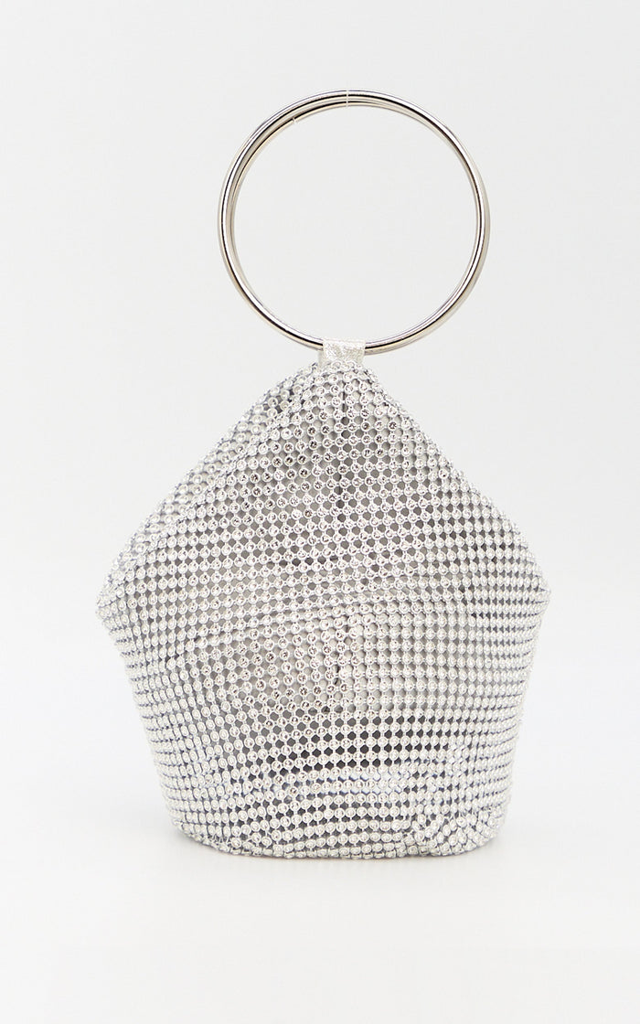 Adelyn Bag - Ring Handle Sequin Bag in Silver