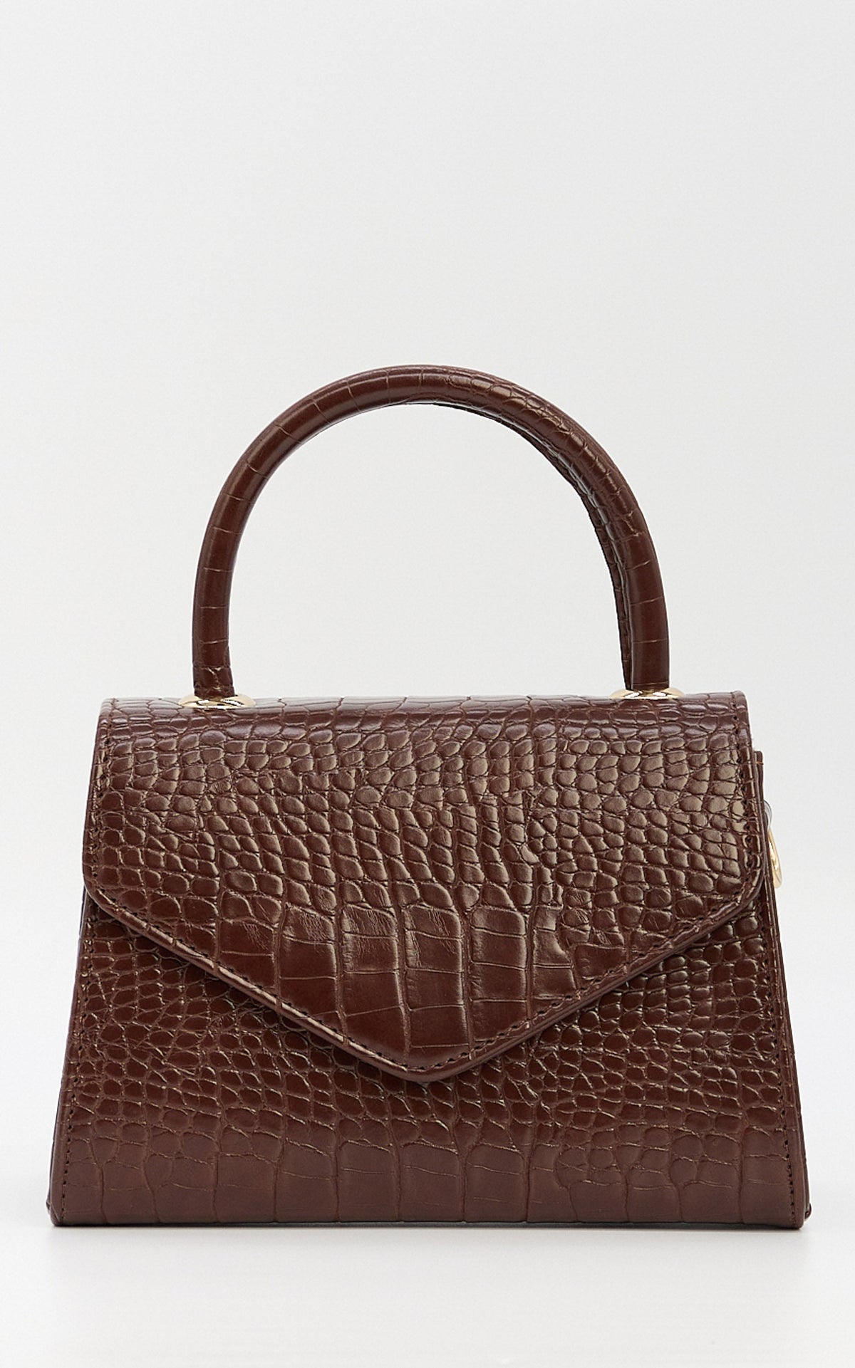 Marilou Bag - Croc Embossed Top Handle Crossbody Bag in Brown