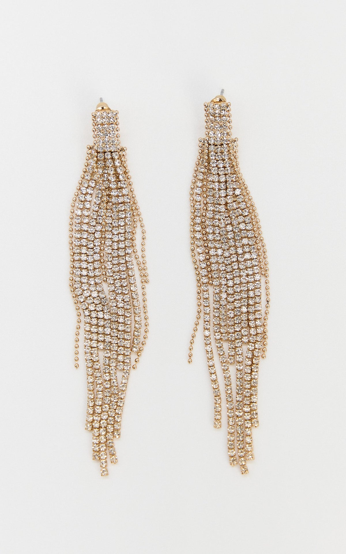 Amarie Earrings - Statement Diamonte Earrings in Gold
