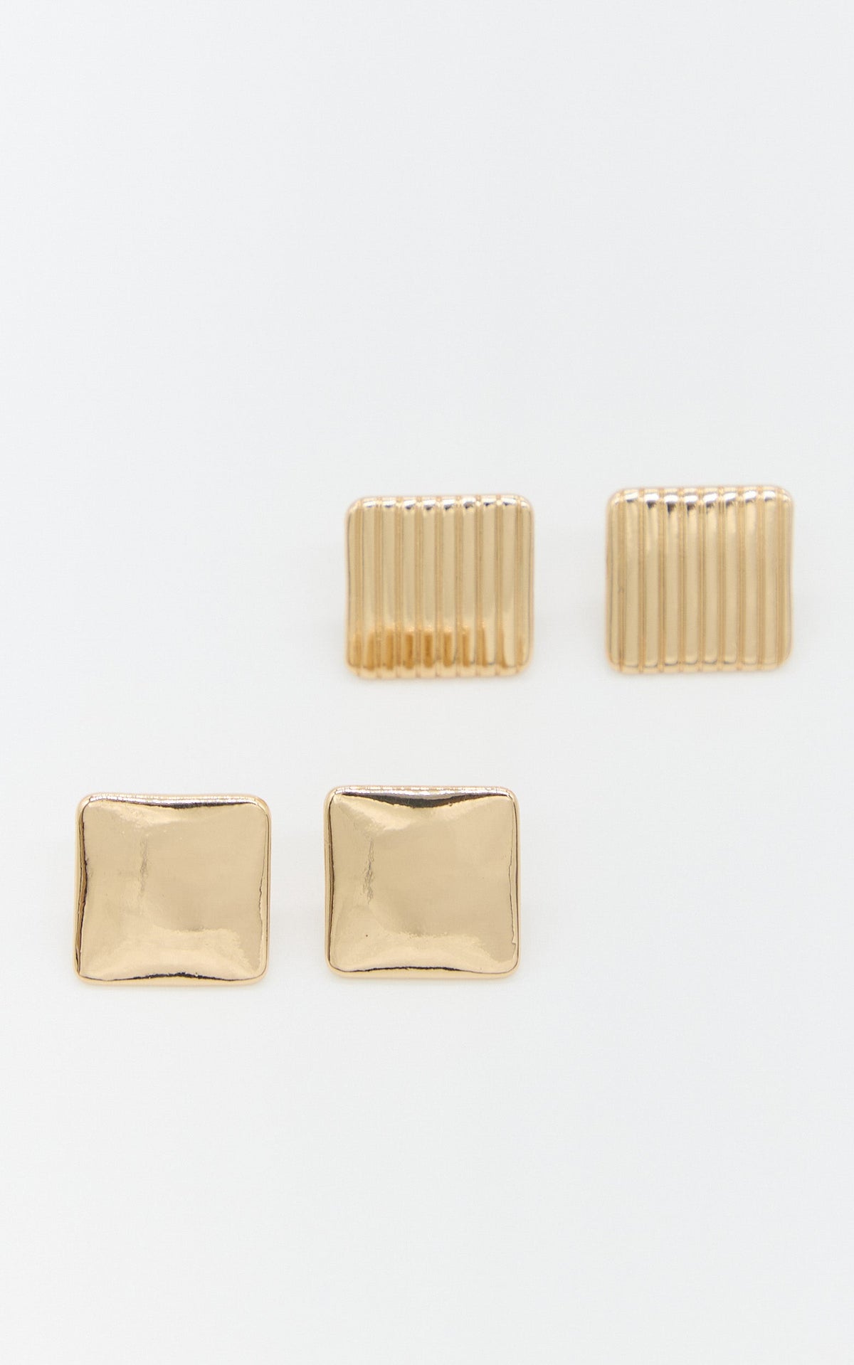 Etta Earrings - 2 Pack Square Stud Earrings in Gold