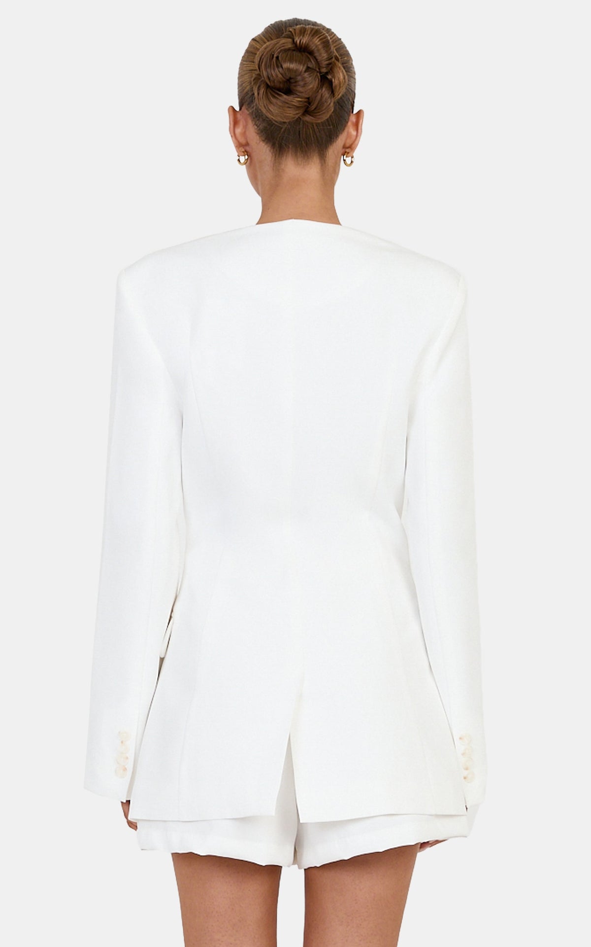 Victoria Blazer - Collarless Blazer in Off White