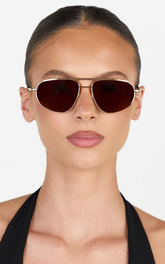Inez Sunglasses - Square Sunglasses in Gold