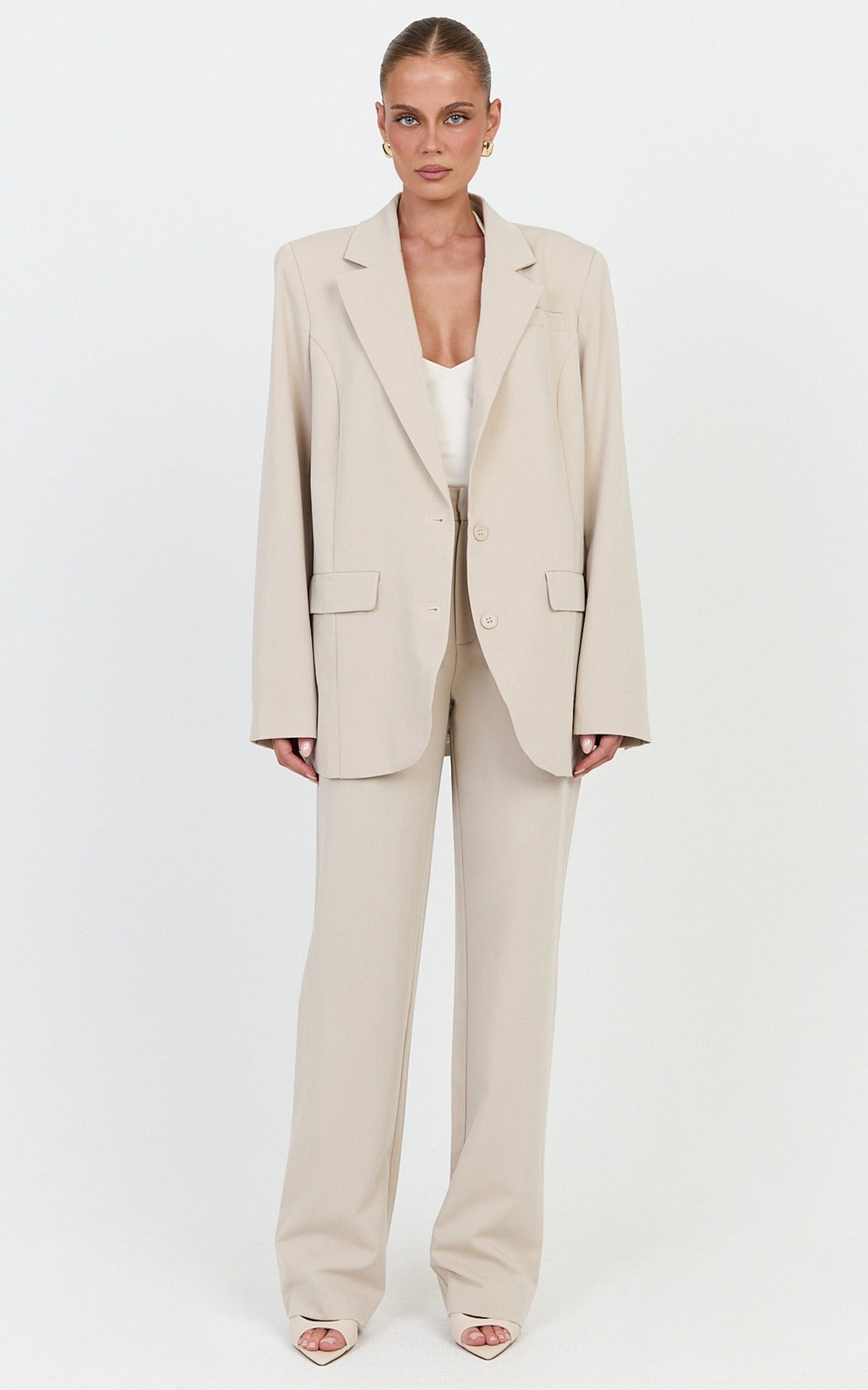 Lorcan Blazer - Oversized Boyfriend Fit Blazer in Stone