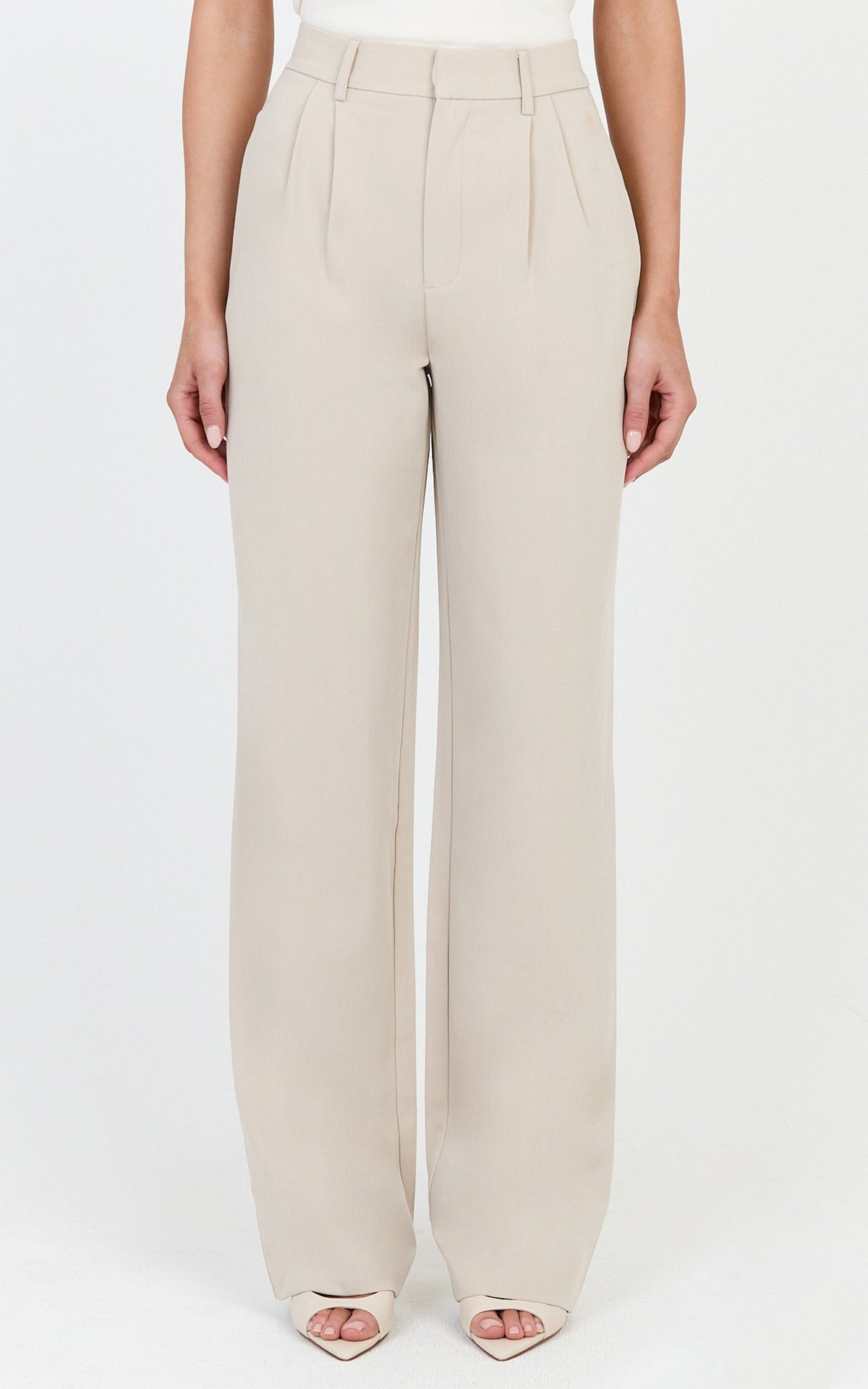 Lorcan Pants - High Waisted Tailored Pants in Stone