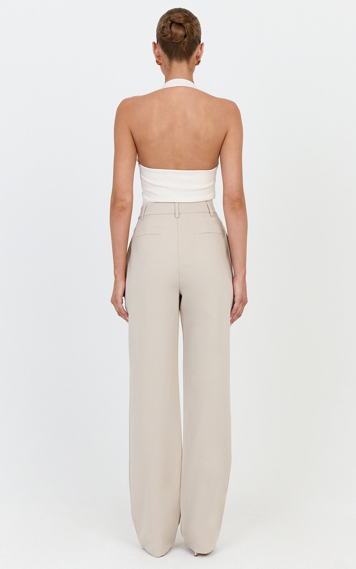 Lorcan Pants - High Waisted Tailored Pants in Stone