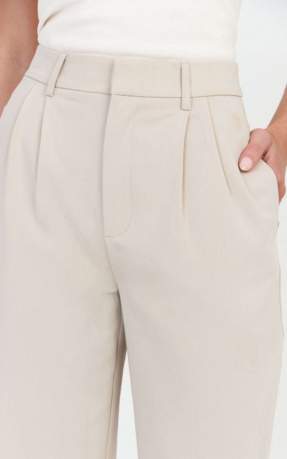 Lorcan Pants - High Waisted Tailored Pants in Stone