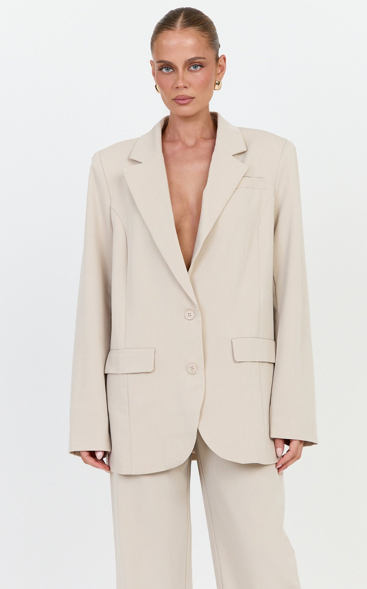 Lorcan Blazer - Oversized Boyfriend Fit Blazer in Stone