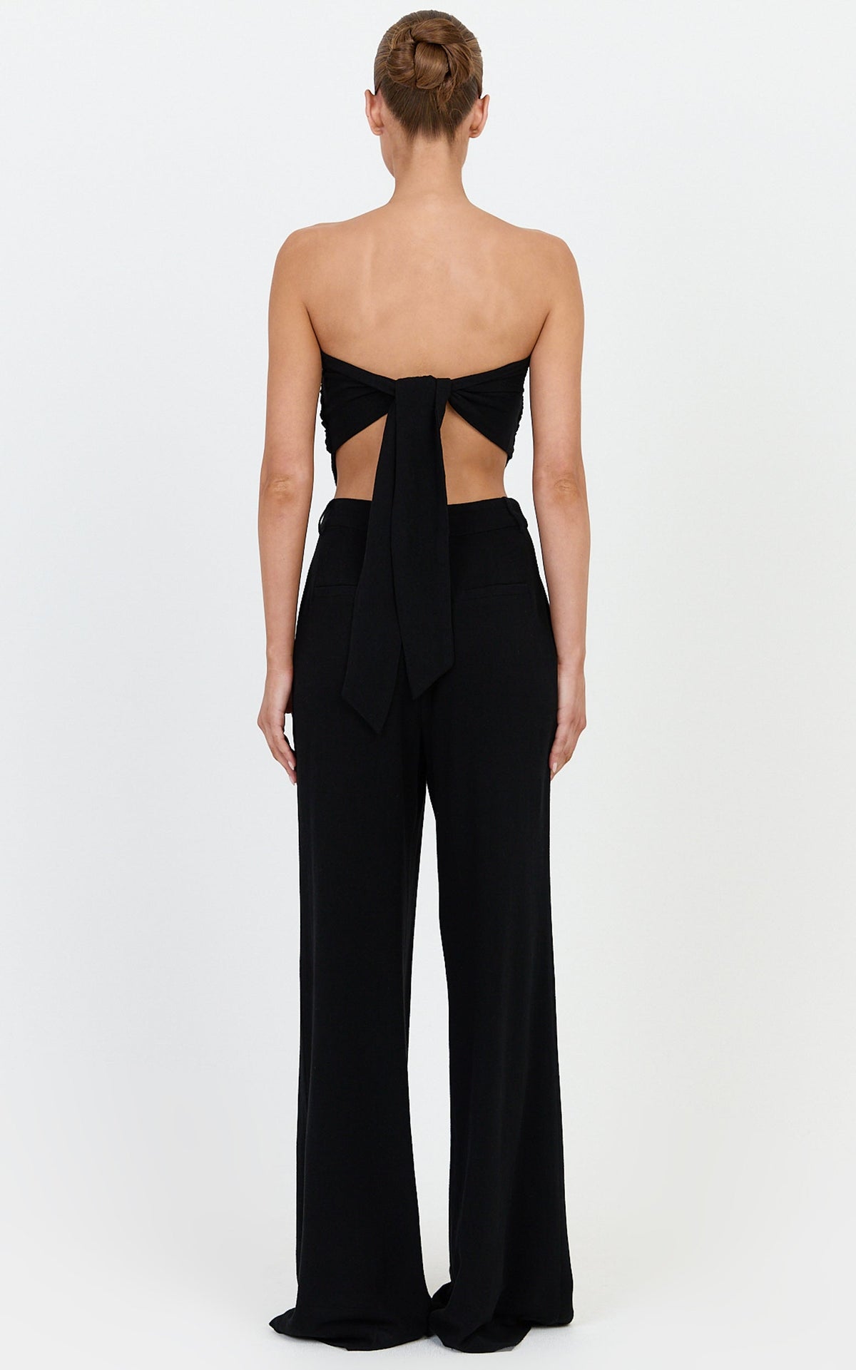 Norma Pants - High Waist Linen Blend Wide Leg Pants in Black