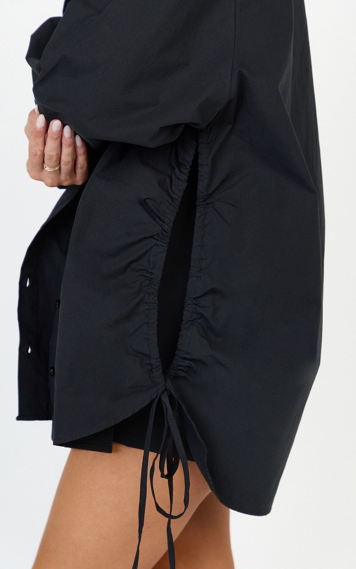 Kalpena Shirt - Ruched Side Oversized Shirt in Black