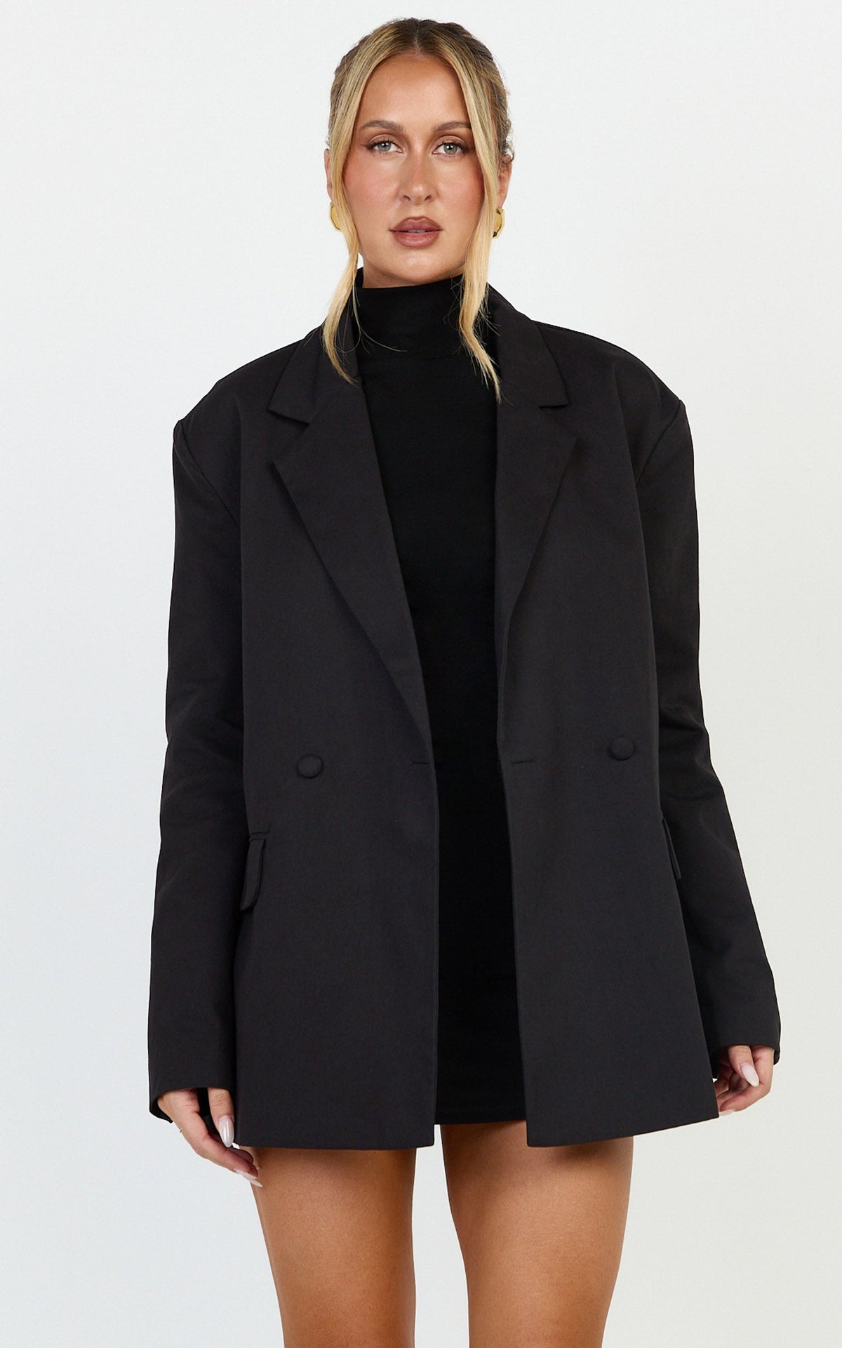 Virginia Jacket - Oversized Double Breasted Blazer in Black