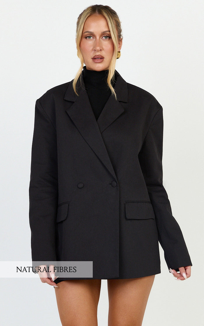 Virginia Jacket - Oversized Double Breasted Blazer in Black