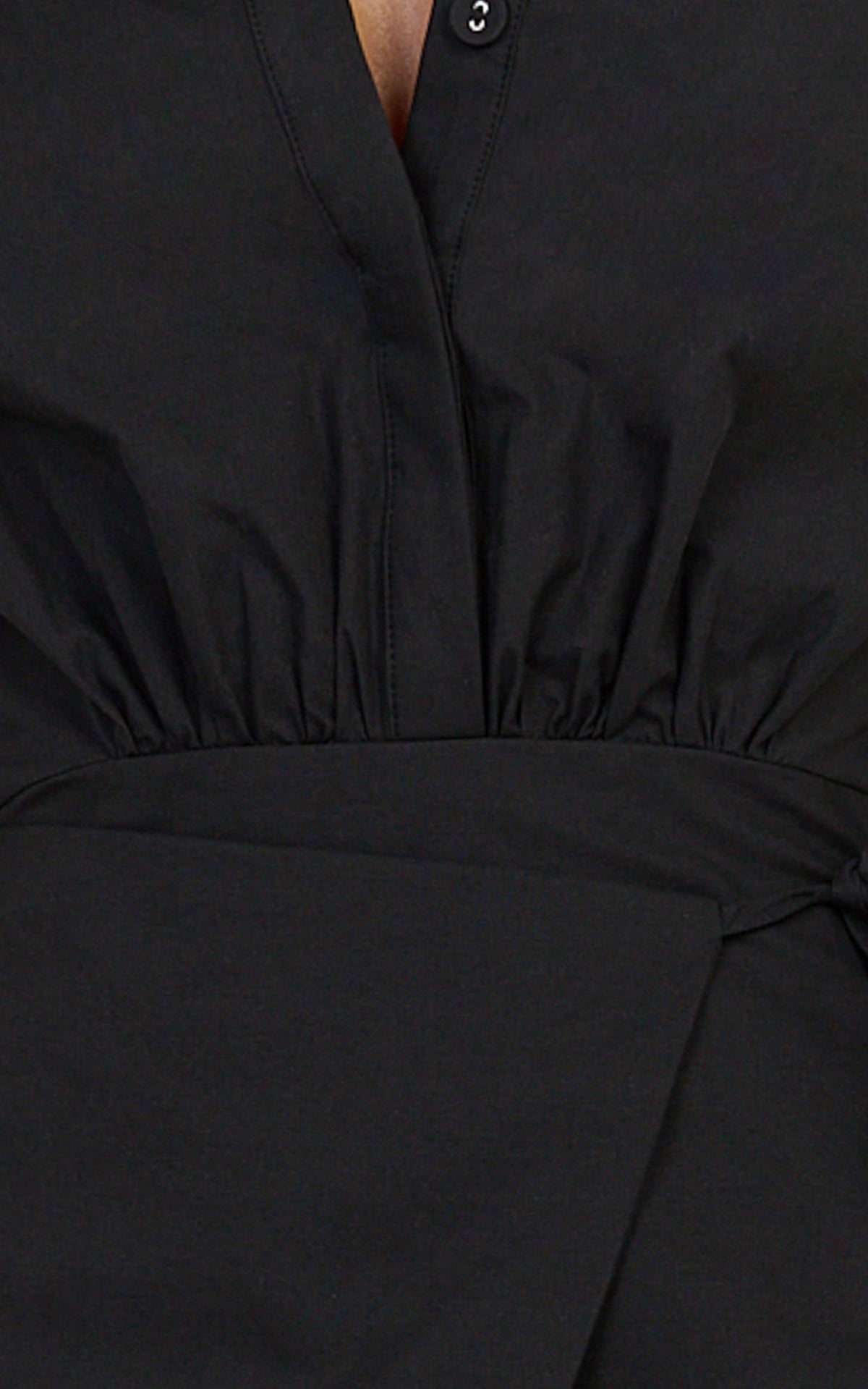 Heath Mini Dress - Collared Button Up Shirt Dress in Black