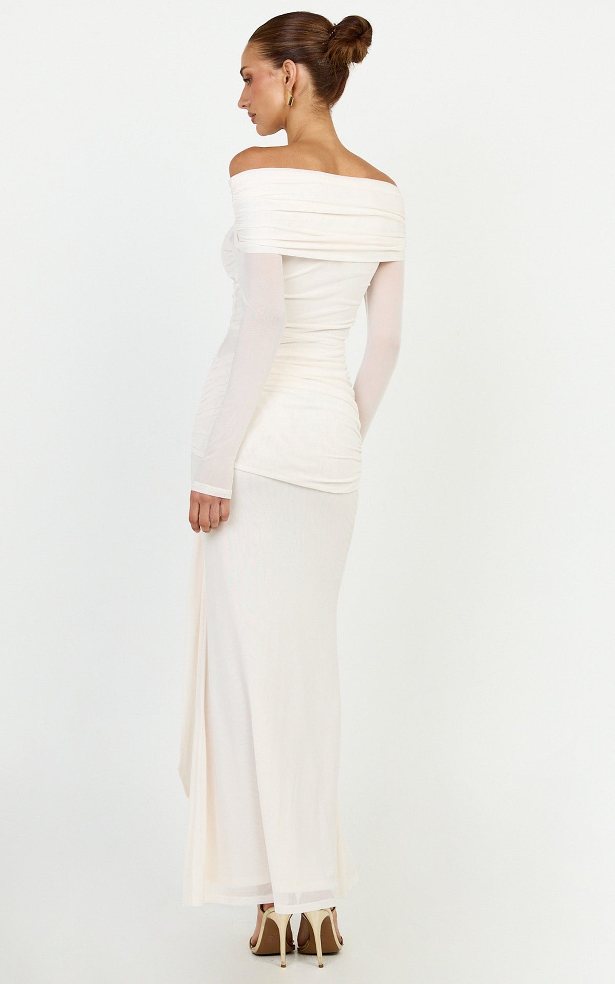 Waverly Maxi Dress - Long Sleeve Off Shoulder Dress in Cream