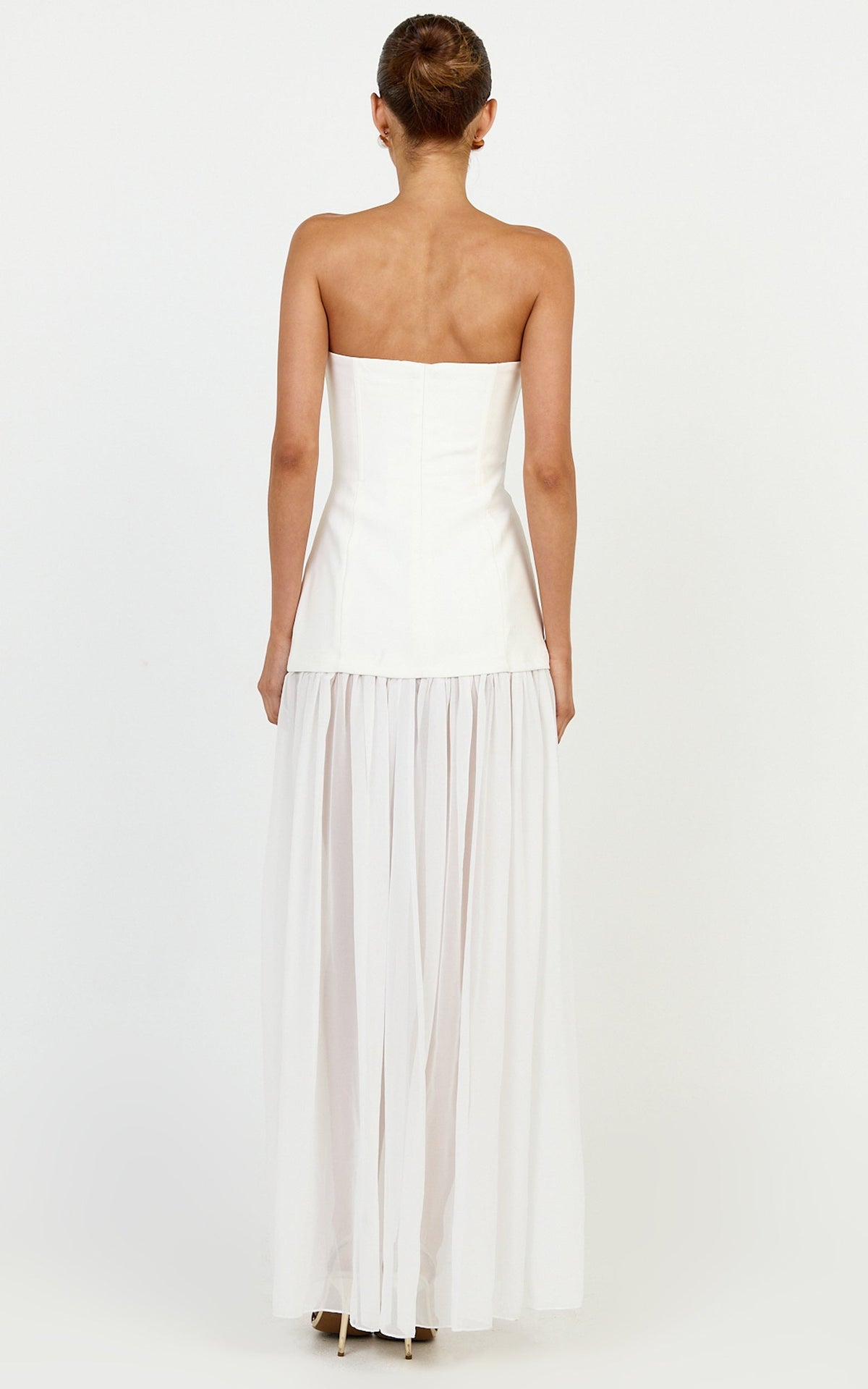 Jocelyn Maxi Dress - Strapless Ruched Fit And Flare Dress in Ivory