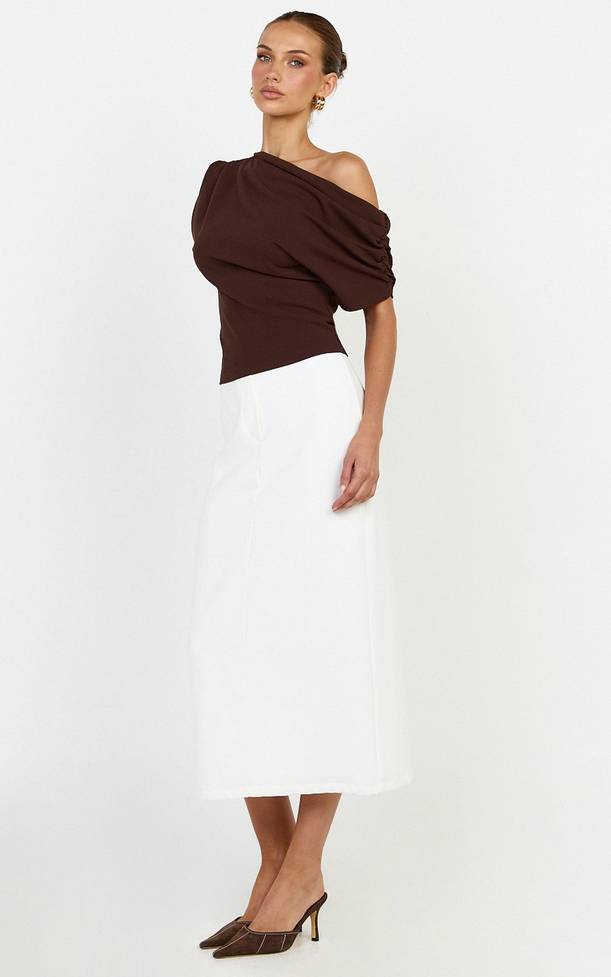 Nalfie Top - Asymmetrical Top in Choc
