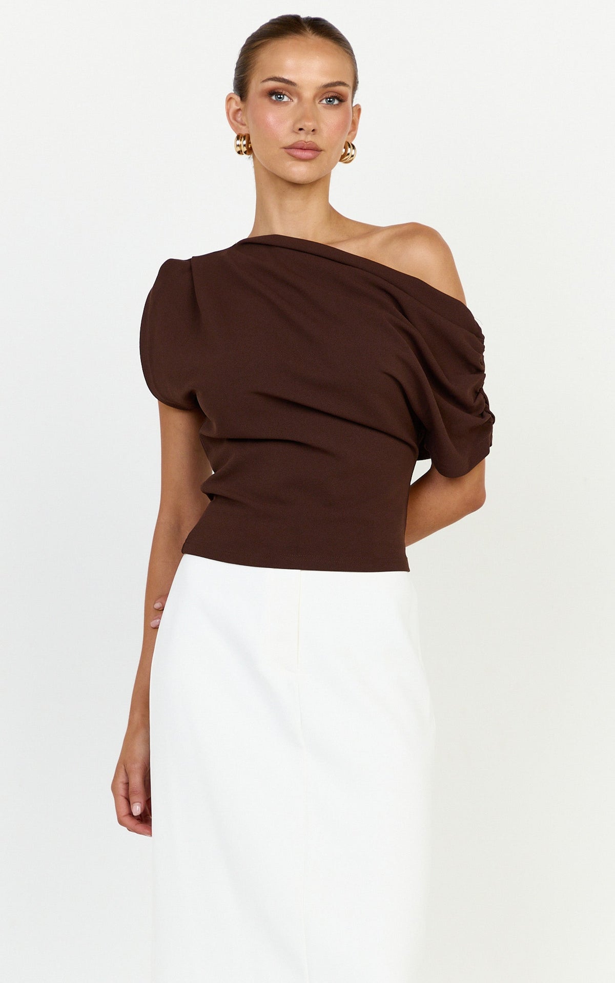 Nalfie Top - Asymmetrical Top in Choc