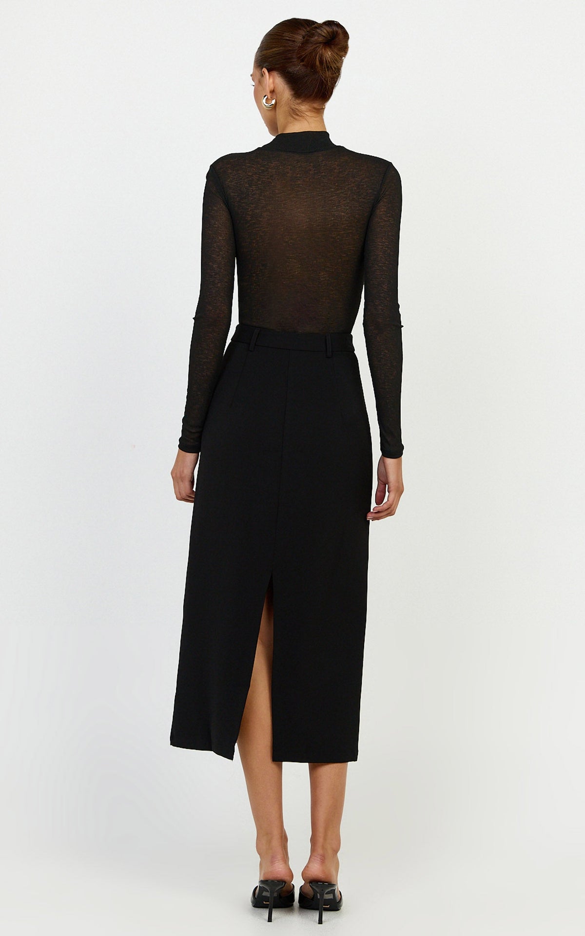 Willa Bodysuit - High Neck Sheer Bodysuit in Black