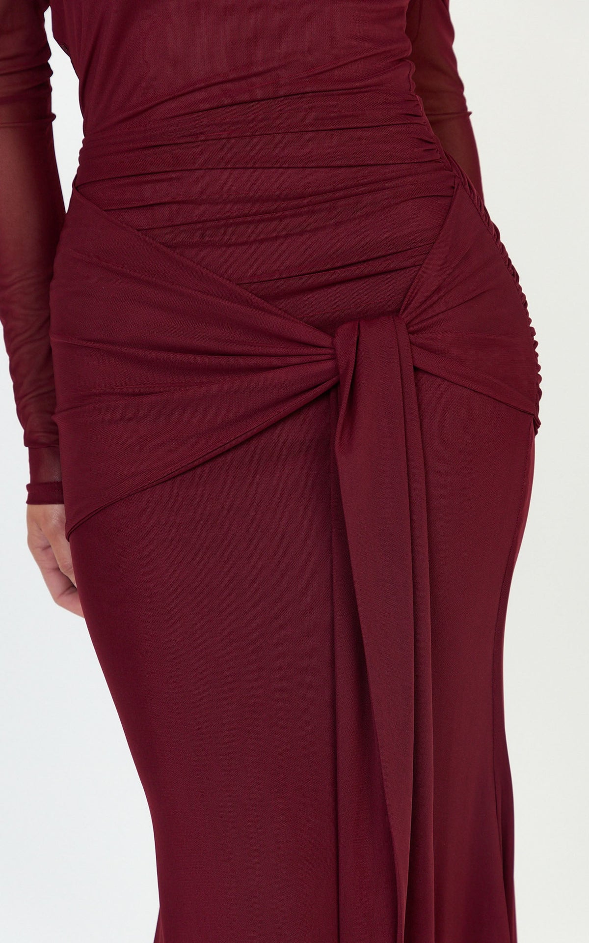 Waverly Maxi Dress - Long Sleeve Off Shoulder Dress in Wine