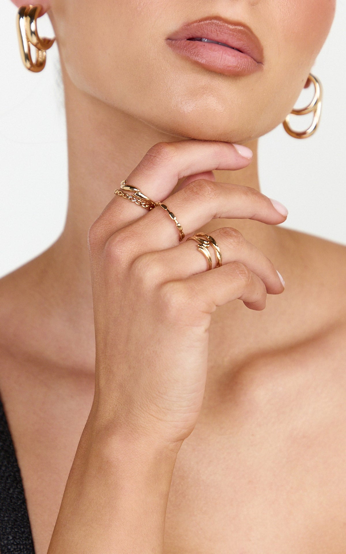 Idris 5 Pack Rings in Gold