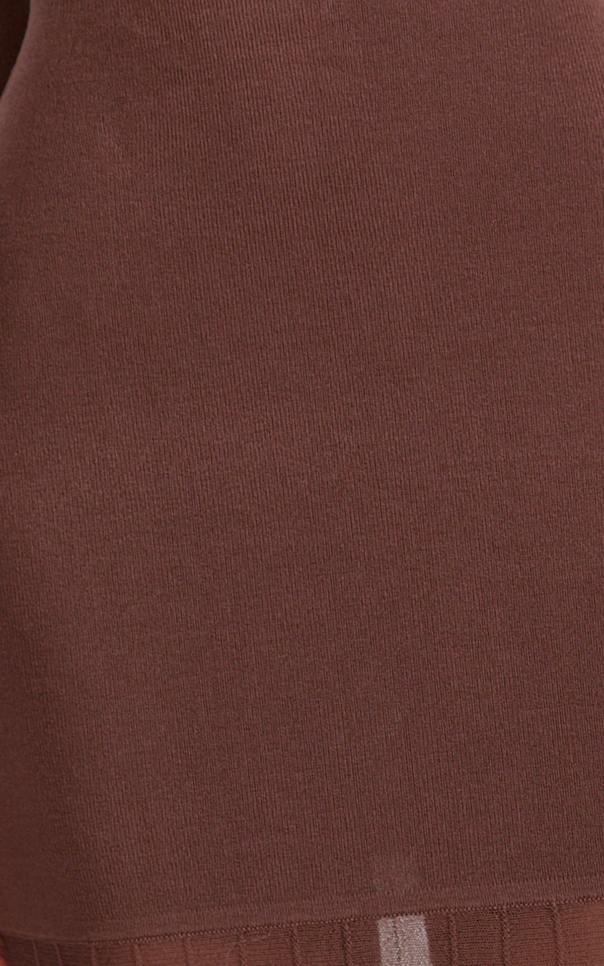 Delphine Maxi Dress - Long Sleeve Knit Sheer Pleated Skirt Maxi Dress in Chocolate